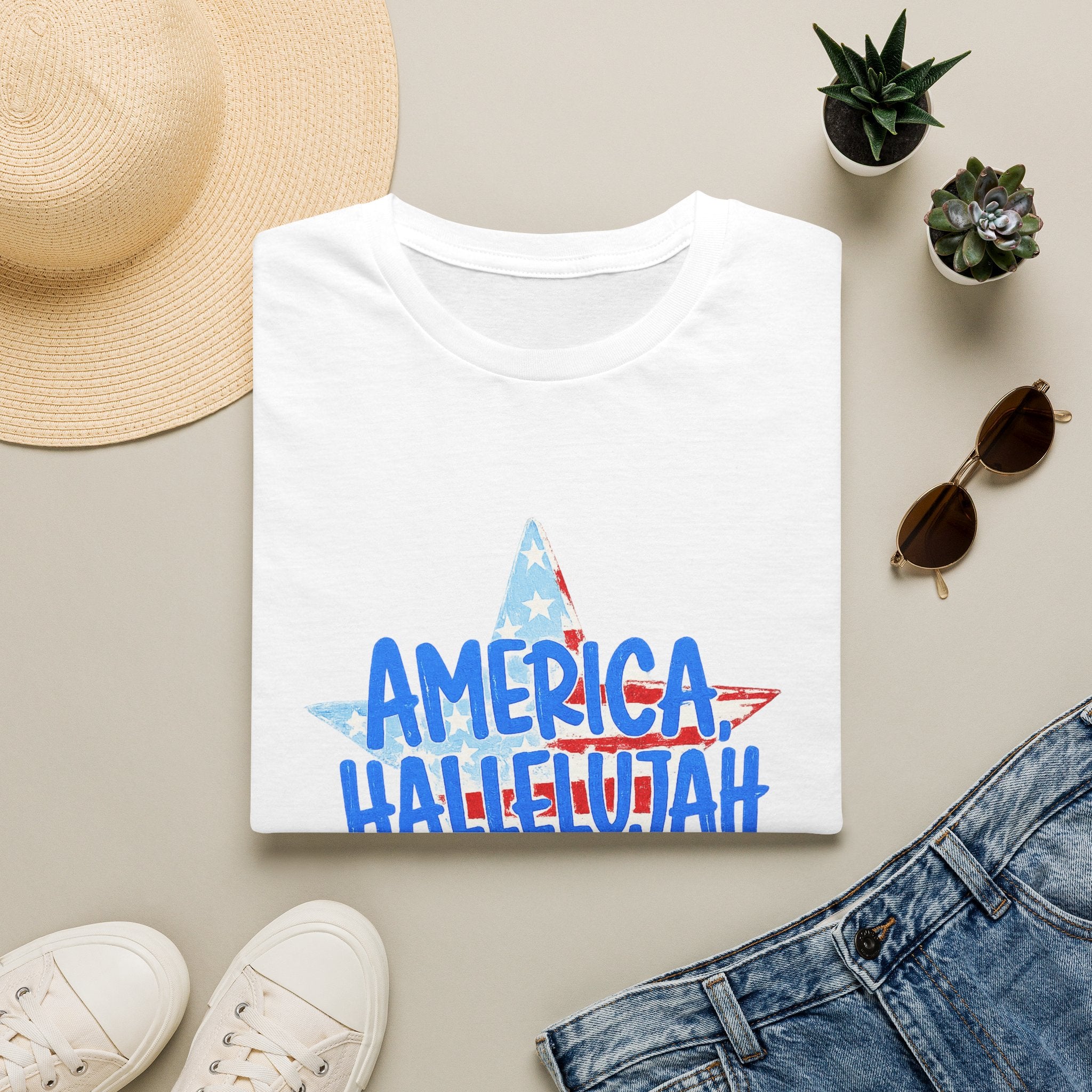 America Hallelujah T-Shirt — Patriotic Fourth of July Star Tee