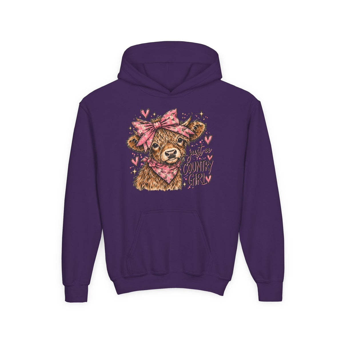 Just a Country Girl Highland Cow Kids Hoodie