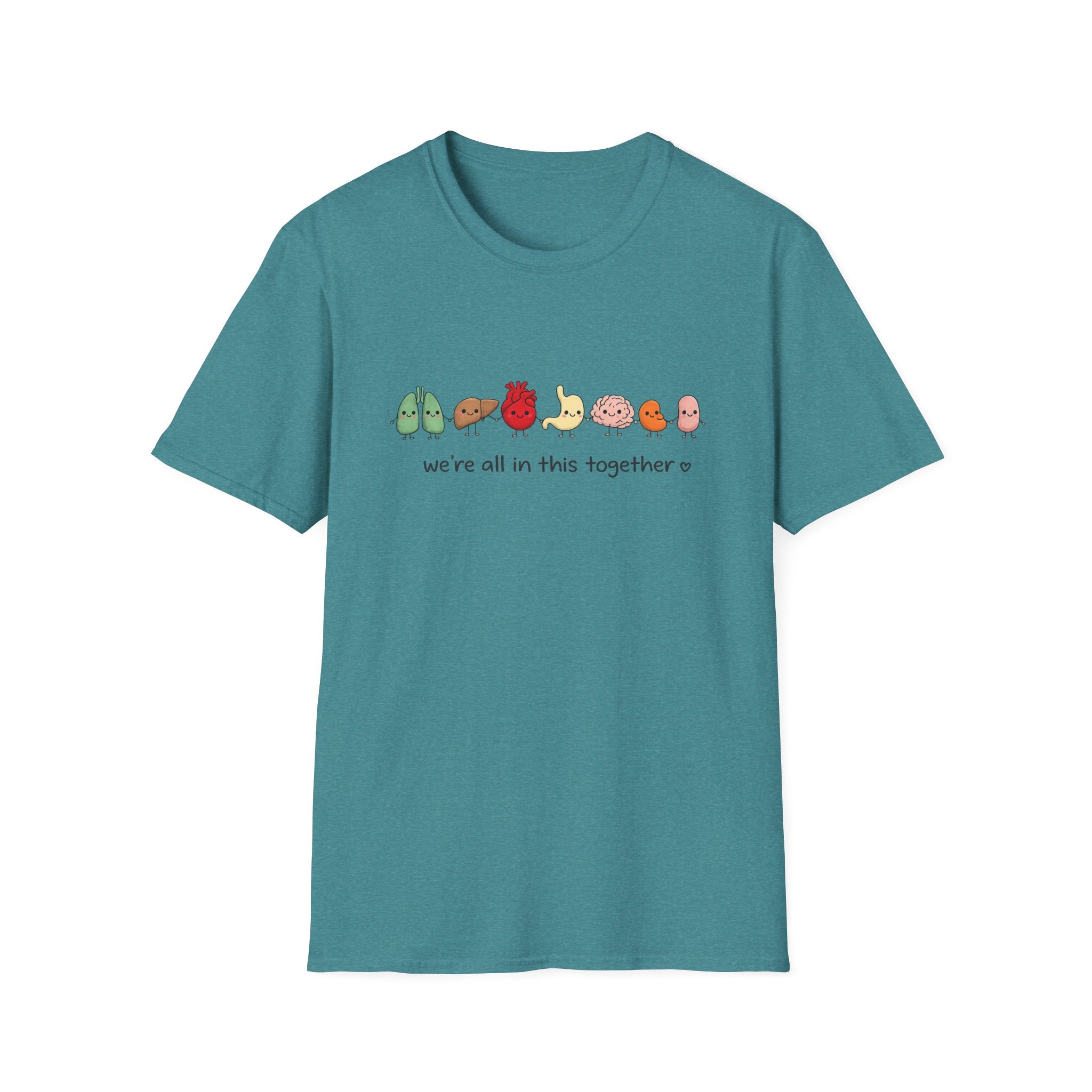 We're All in This Together Cute Organ Organs T-Shirt HEATHER COLORS
