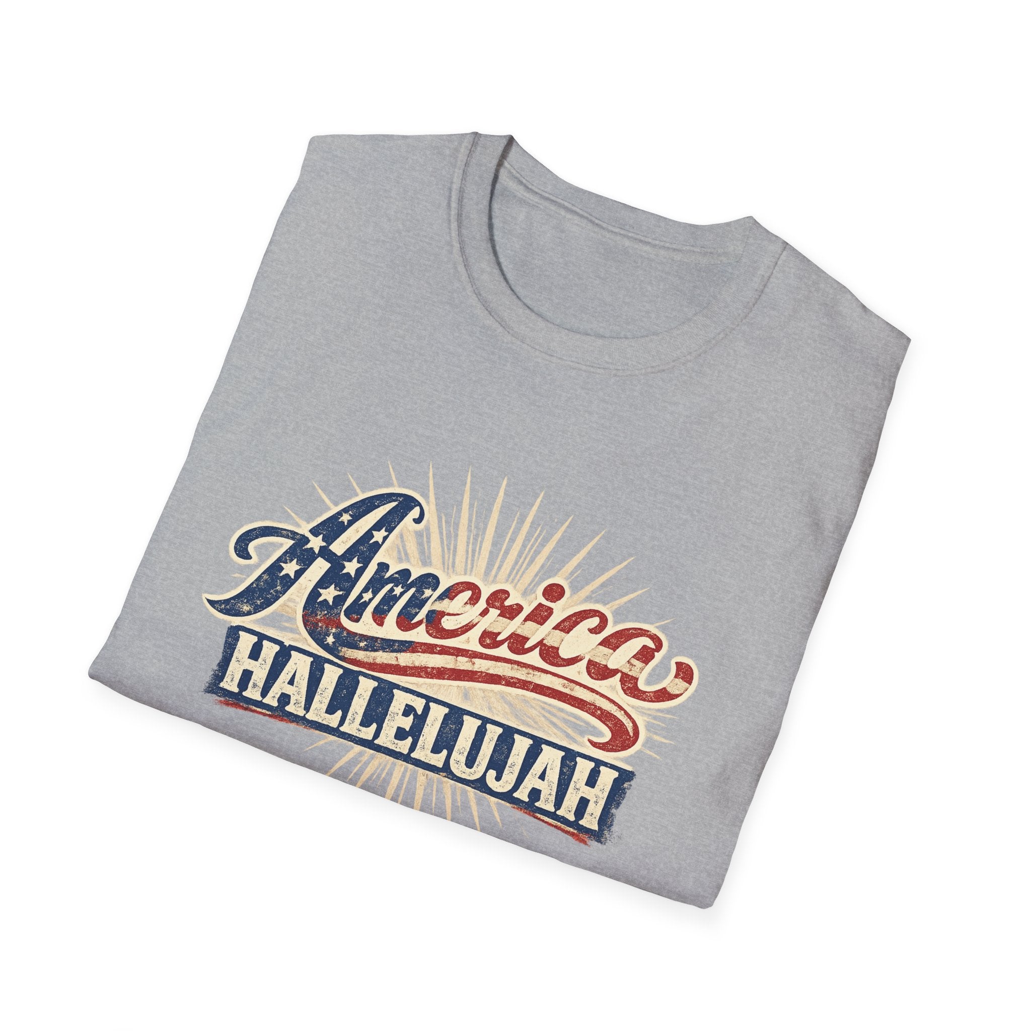 America Hallelujah T-Shirt — Patriotic USA Flag Retro Tee