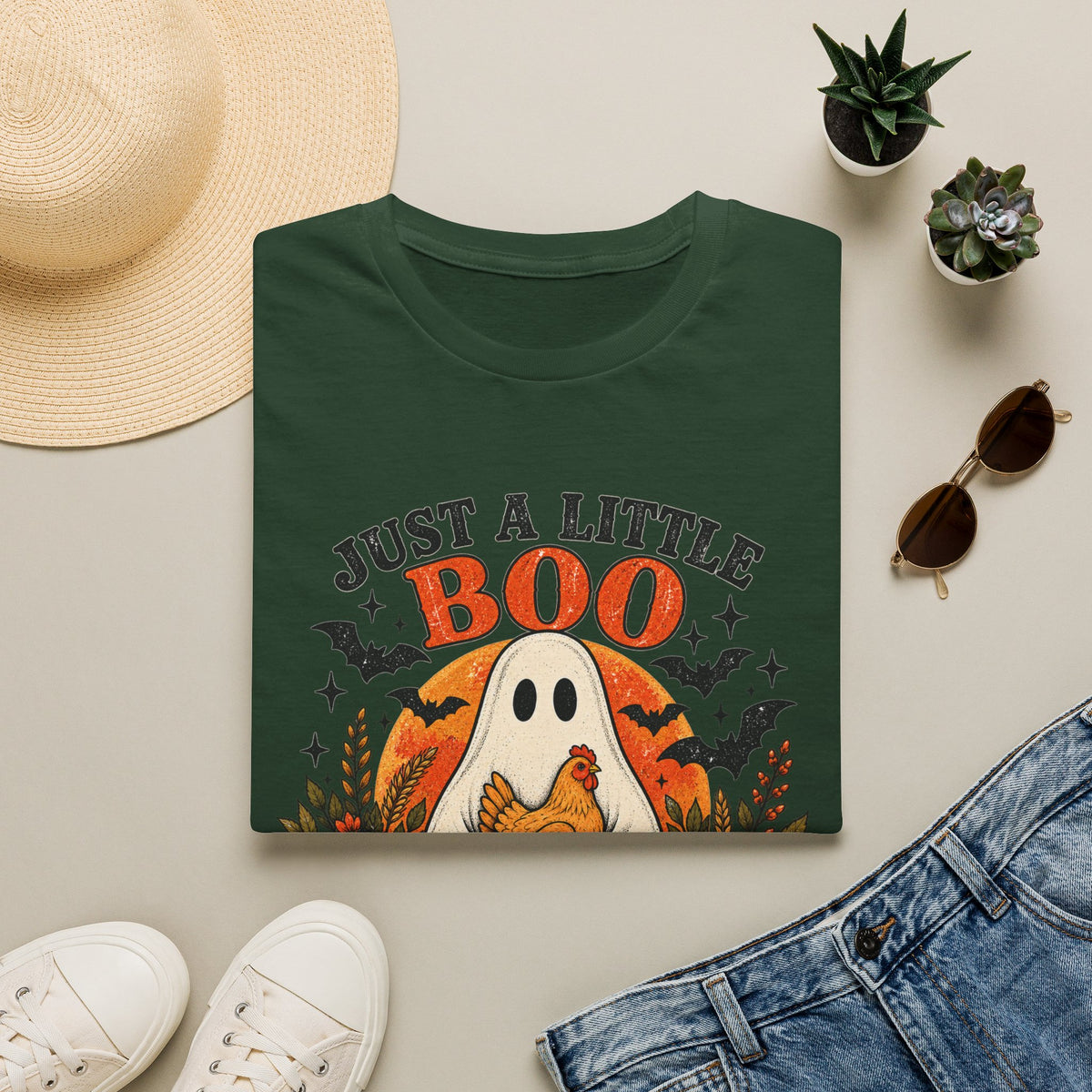 Just a Little Boo, Just a Little Cluck Halloween Chicken Tee