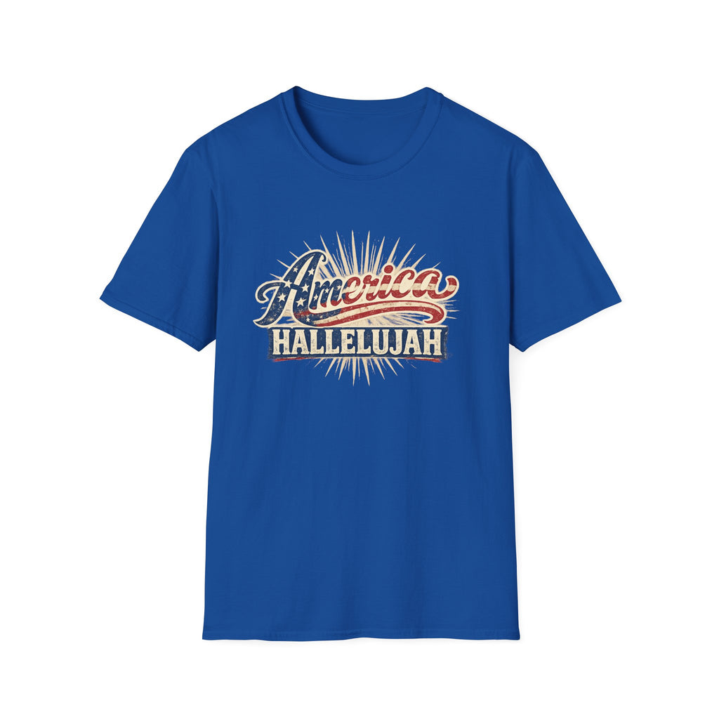 America Hallelujah T-Shirt — Patriotic USA Flag Retro Tee