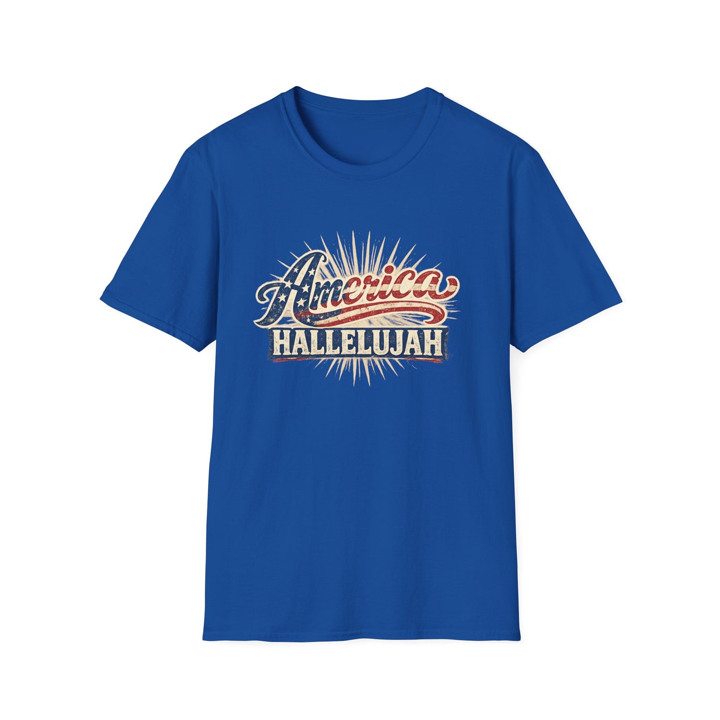America Hallelujah T-Shirt — Patriotic USA Flag Retro Tee