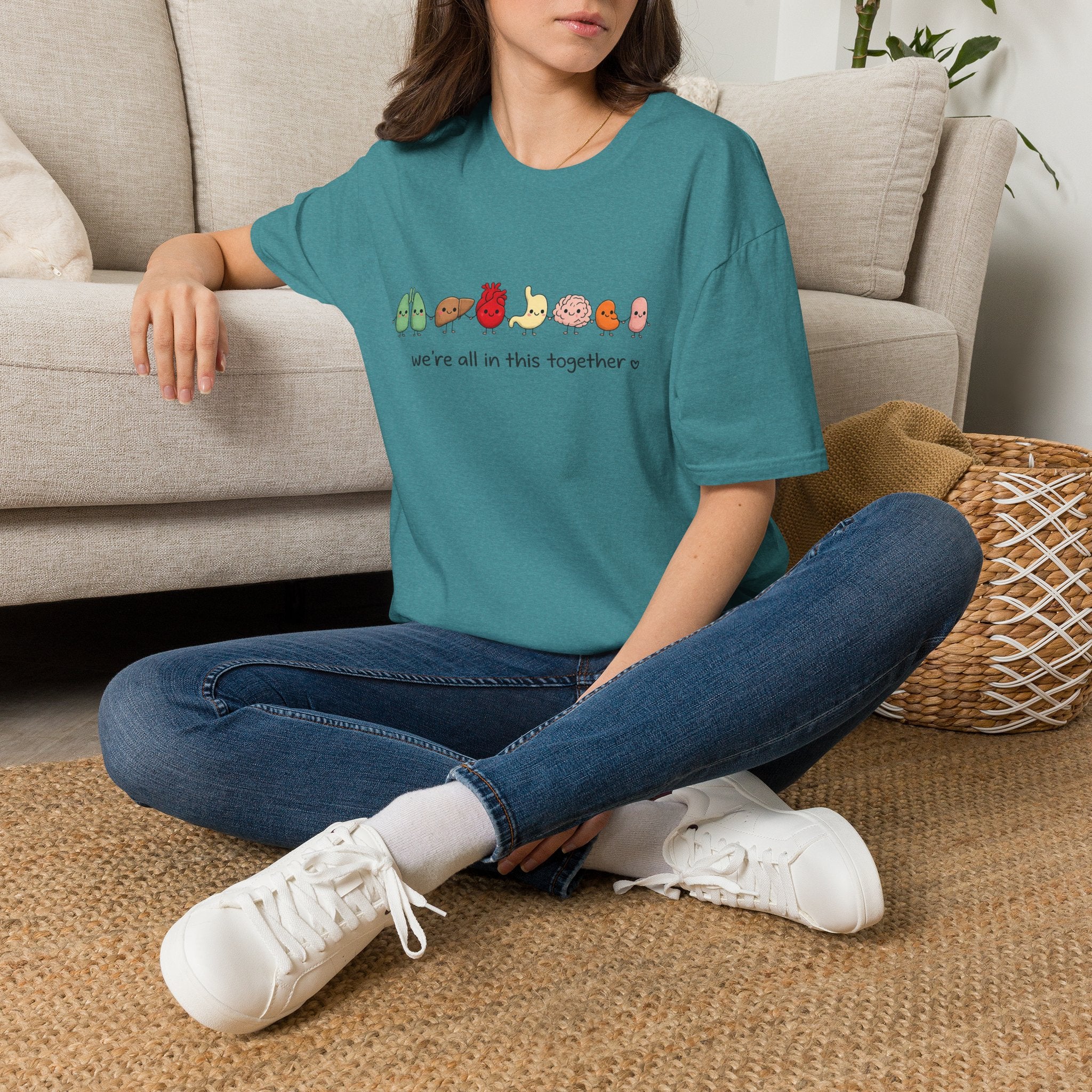 We're All in This Together Cute Organ Organs T-Shirt HEATHER COLORS