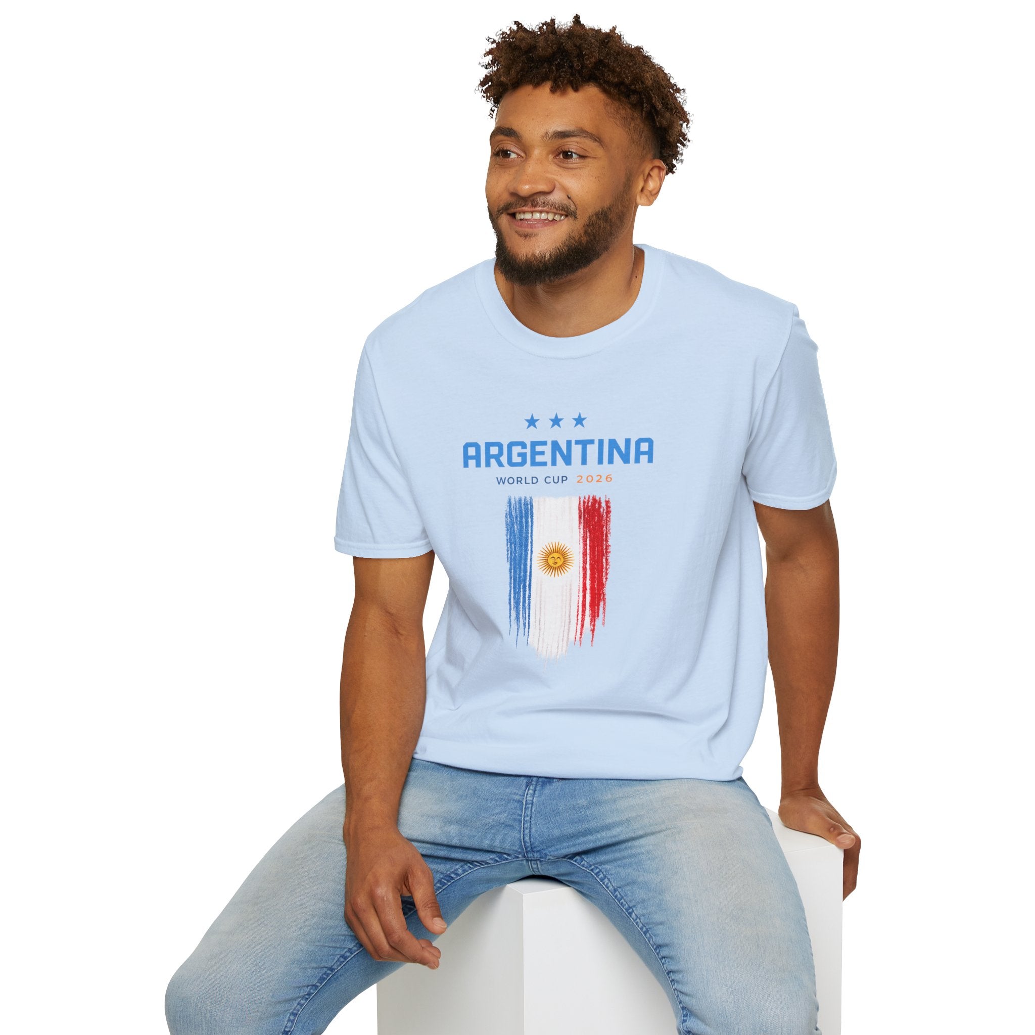 Argentina World Cup T-Shirt – Distressed Flag & Crest Soccer Tee