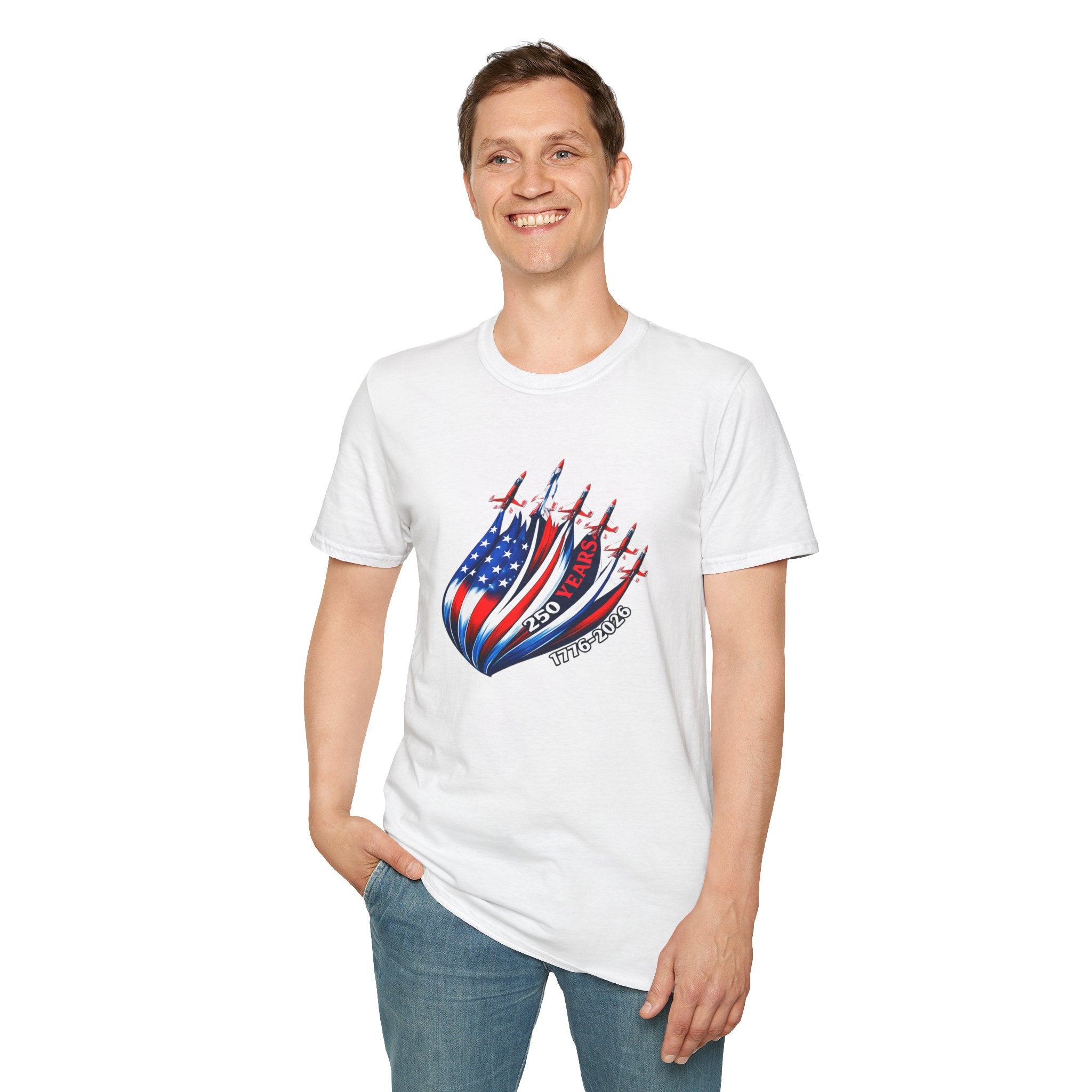 American Flag Jet Squadron T-Shirt — 250 Years USA Patriotic Tee (1776–2026)