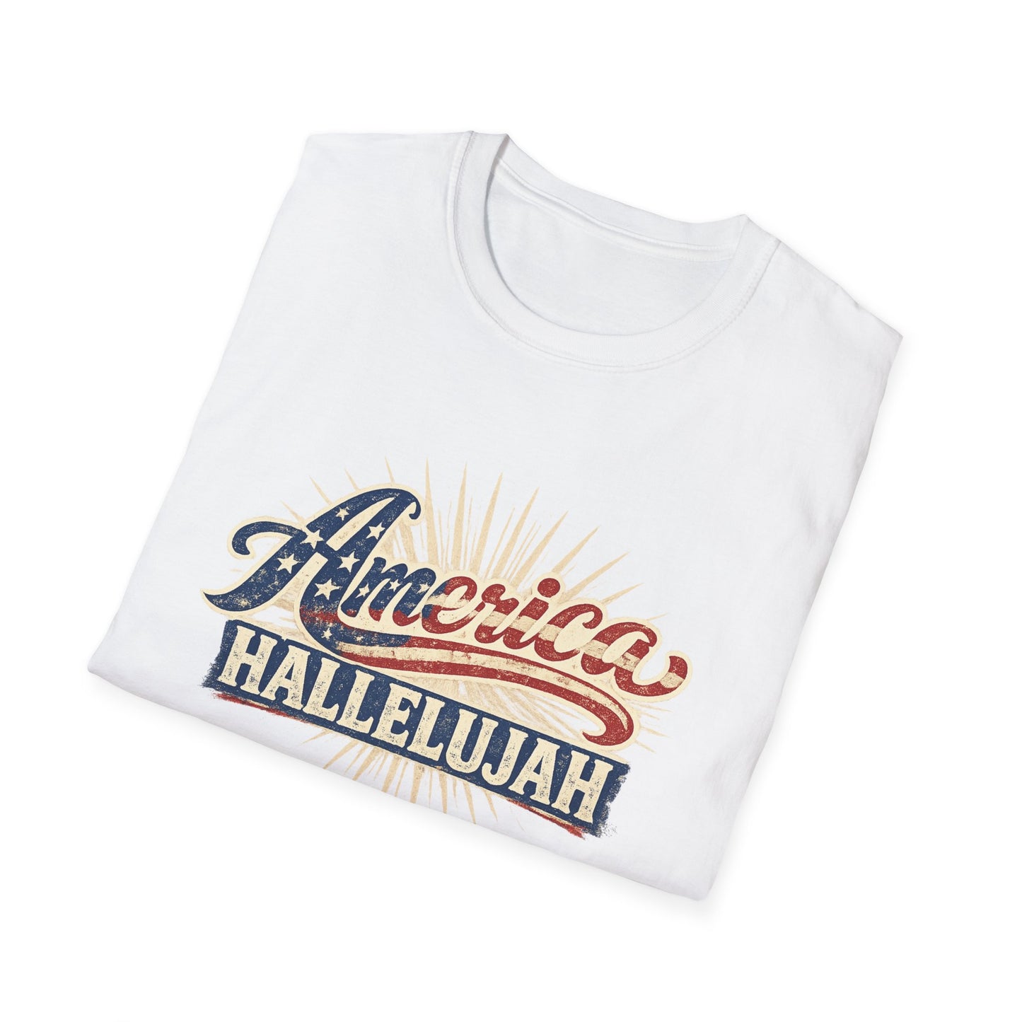 America Hallelujah T-Shirt — Patriotic USA Flag Retro Tee