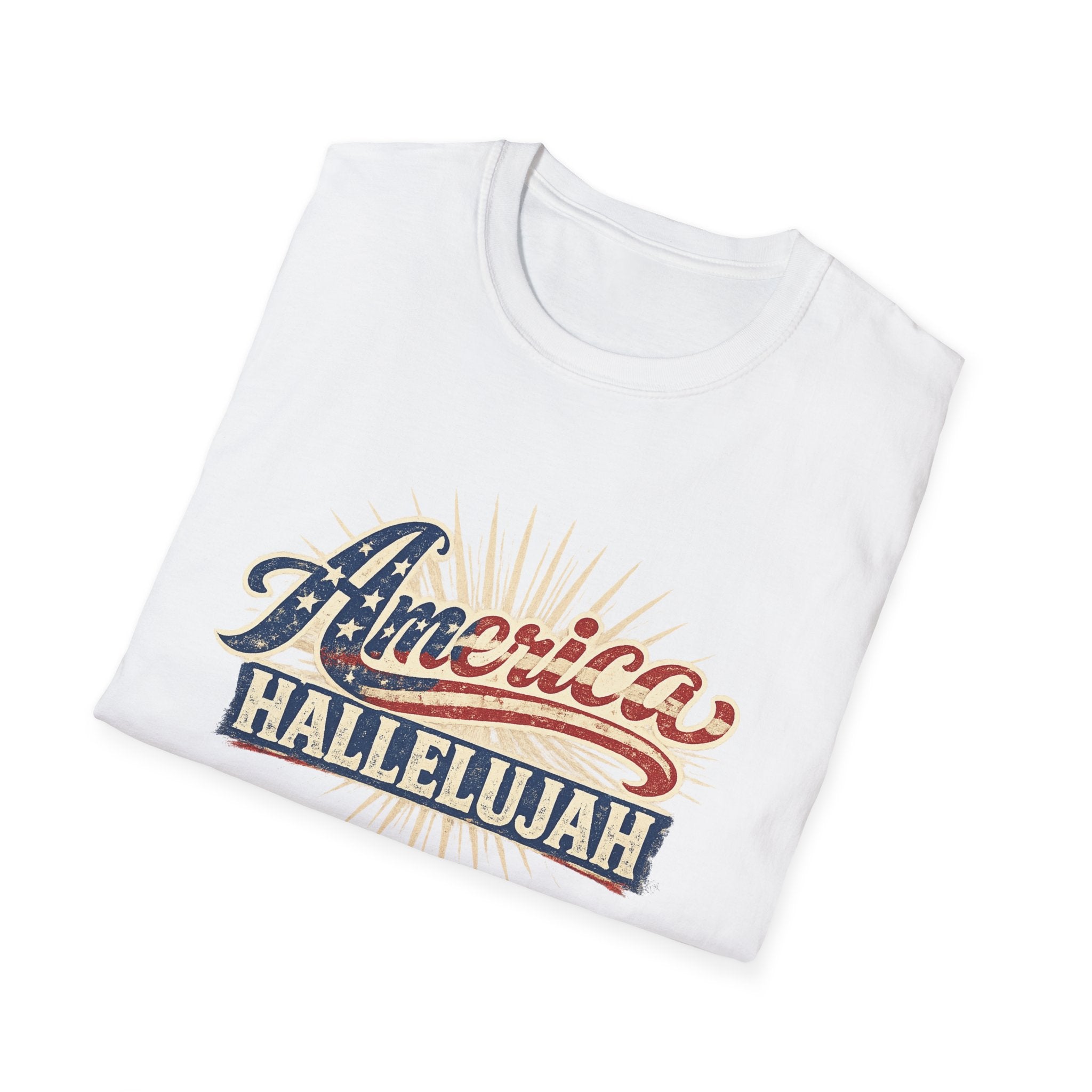 America Hallelujah T-Shirt — Patriotic USA Flag Retro Tee
