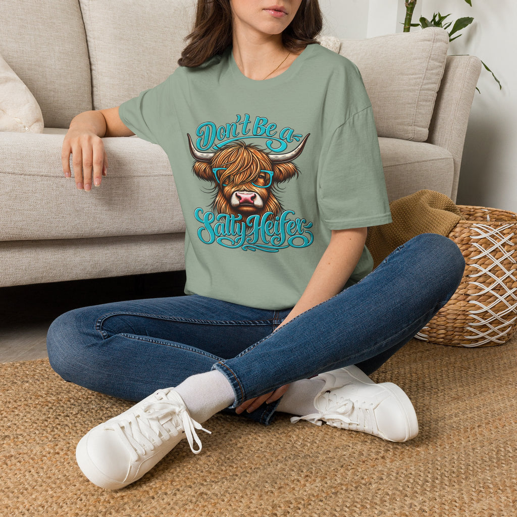 Don’t Be a Salty Heifer – Funny Highland Cow Graphic Tee