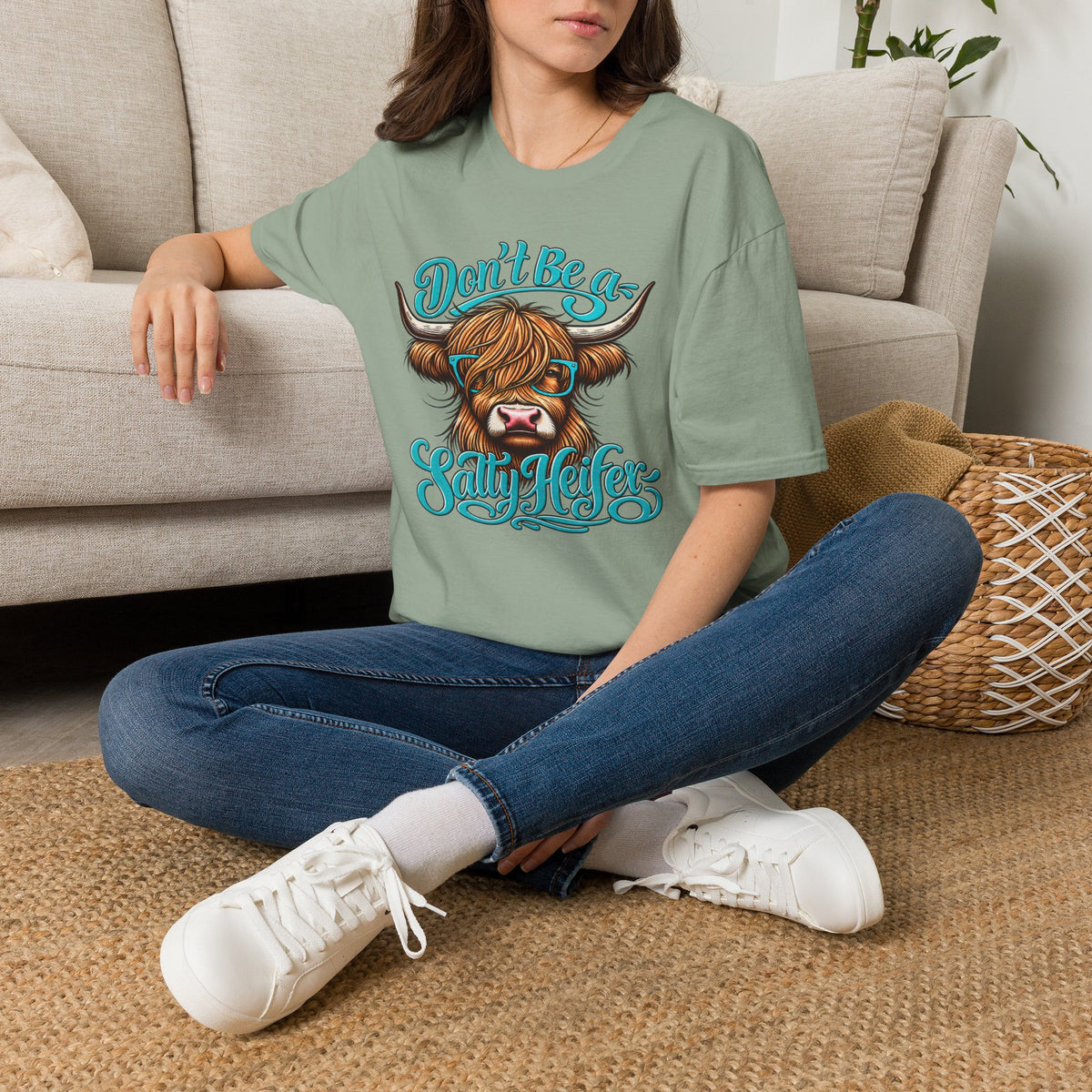 Don’t Be a Salty Heifer – Funny Highland Cow Graphic Tee
