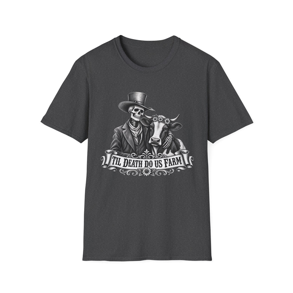 Til Death Do Us Farm – Skeleton & Cow Funny Farm Tee 💀🐄