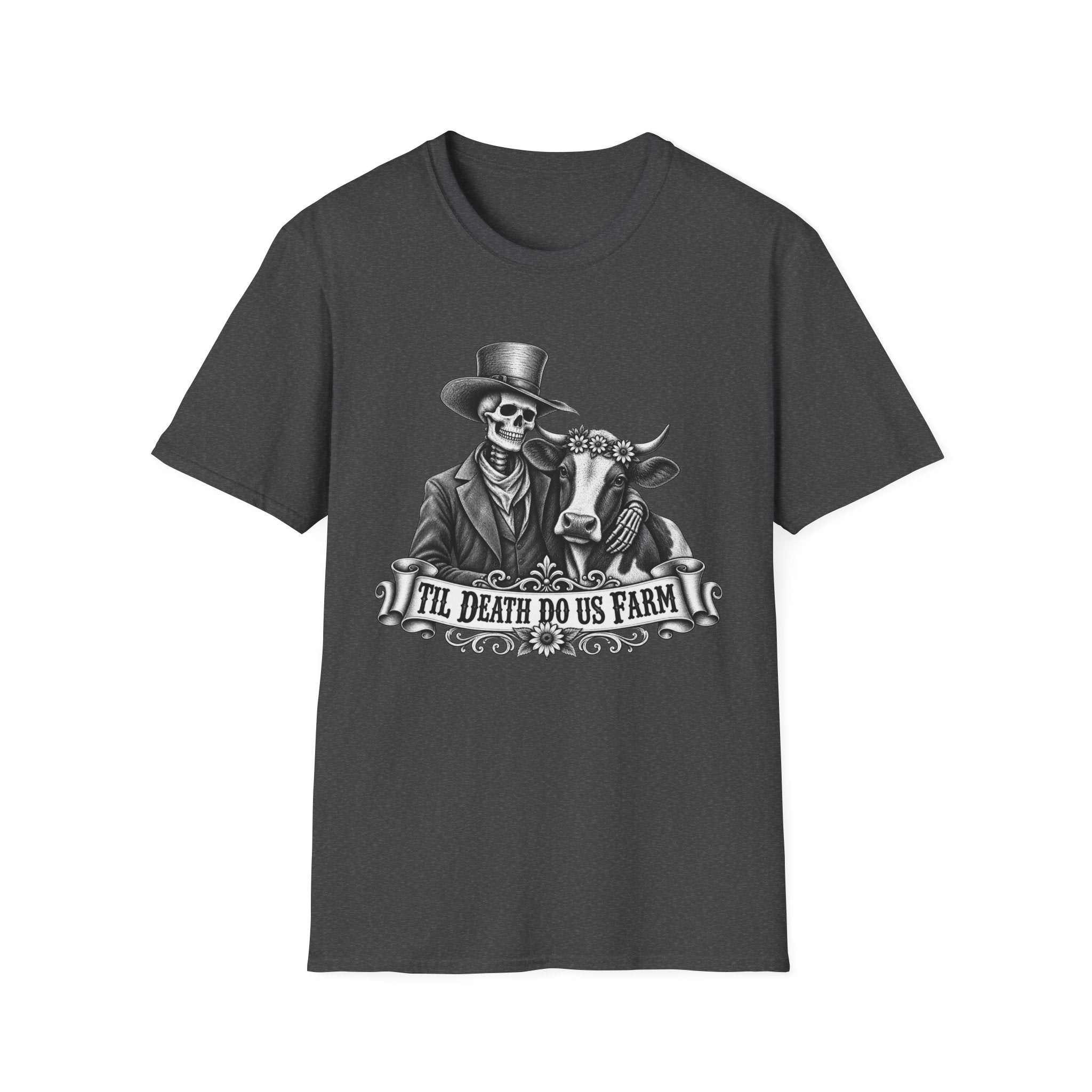 Til Death Do Us Farm – Skeleton & Cow Funny Farm Tee 💀🐄