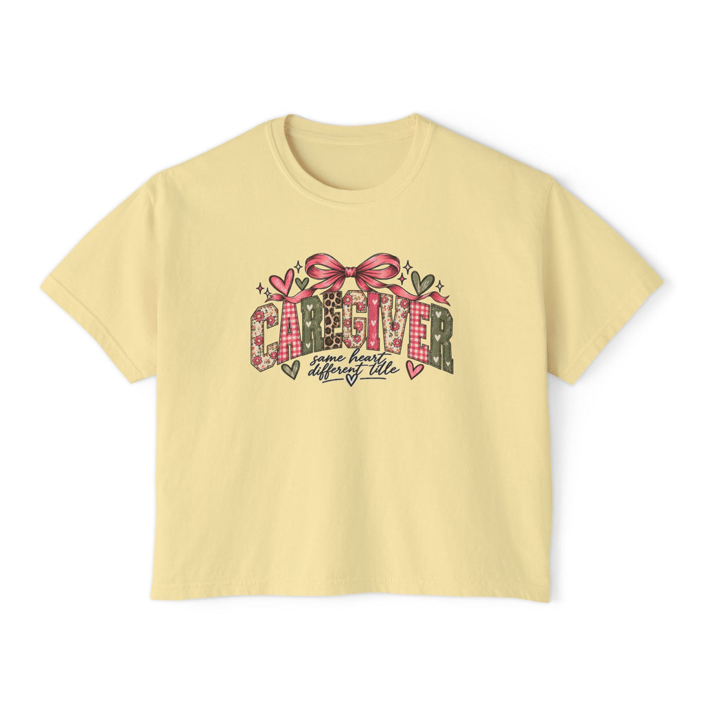Caregiver — Same Heart, Different Title | Comfort Colors Boxy Tee