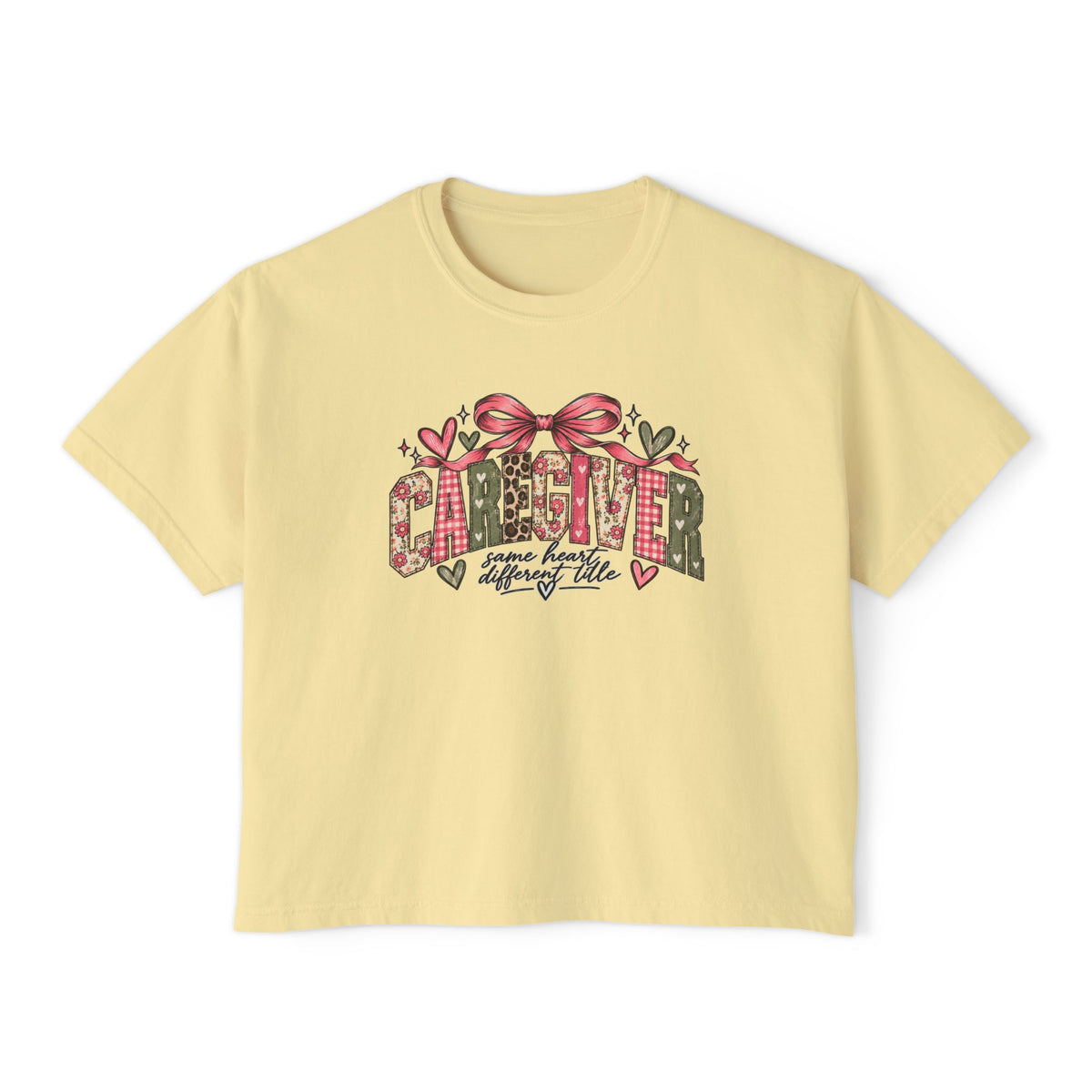 Caregiver — Same Heart, Different Title | Comfort Colors Boxy Tee