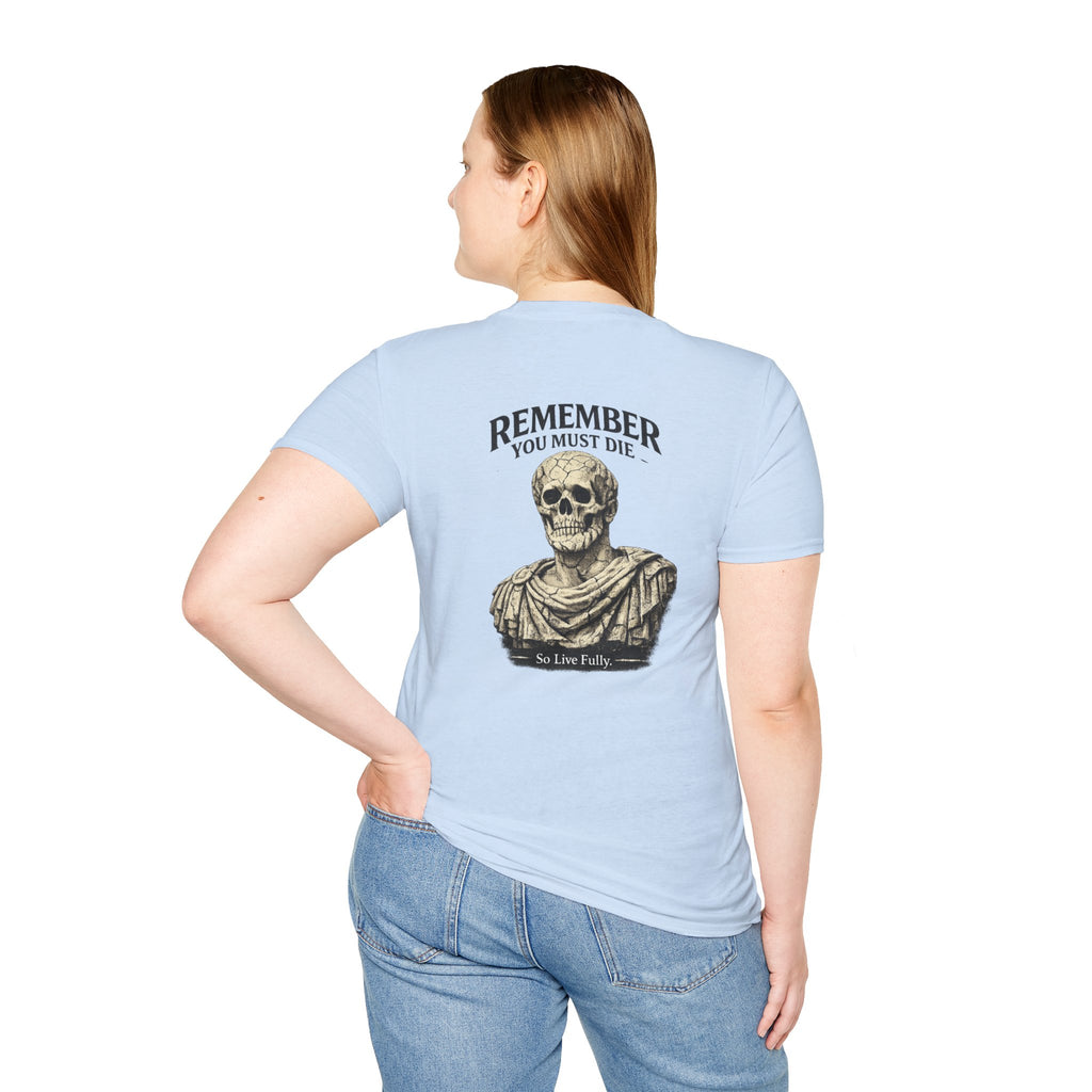 Memento Mori T-Shirt — Minimalist Latin Remembrance Tee