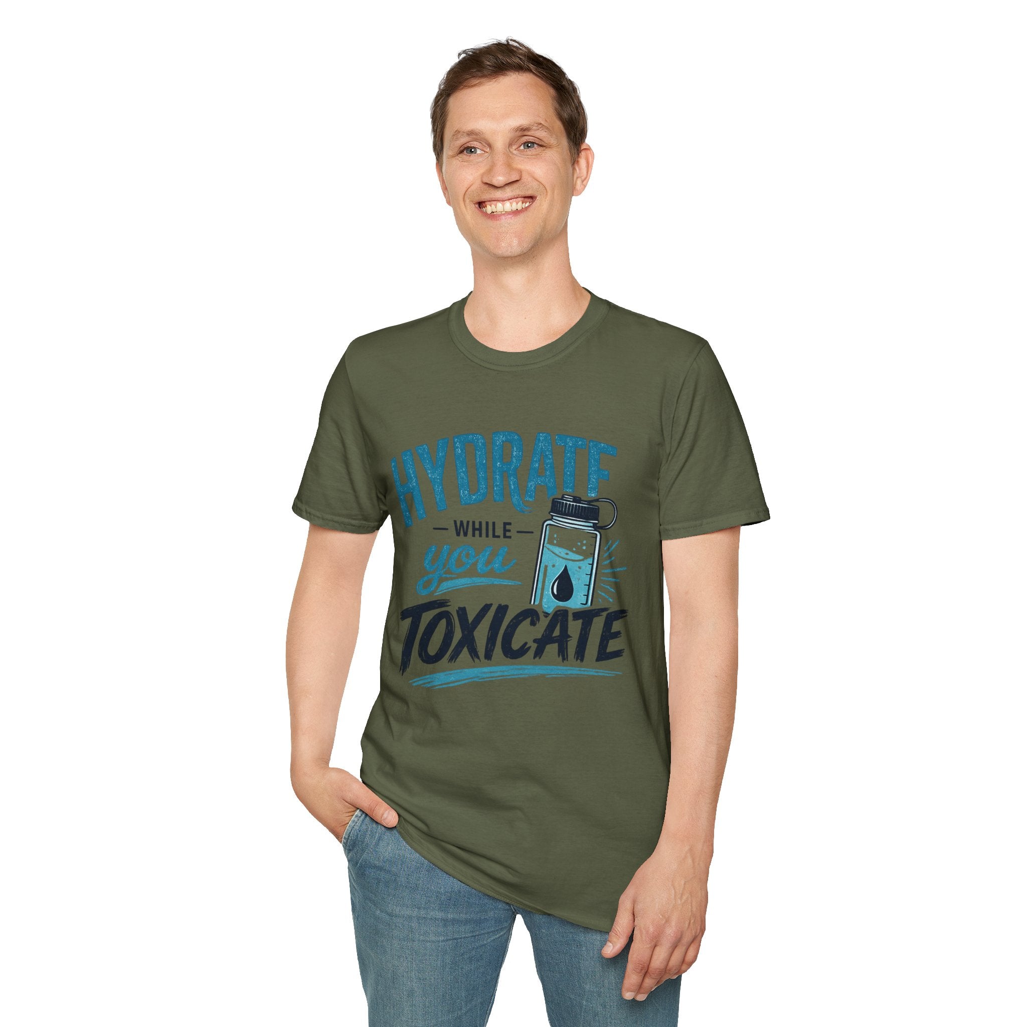 Hydrate While You Toxicate T-Shirt — Funny Hydration Water Bottle Tee