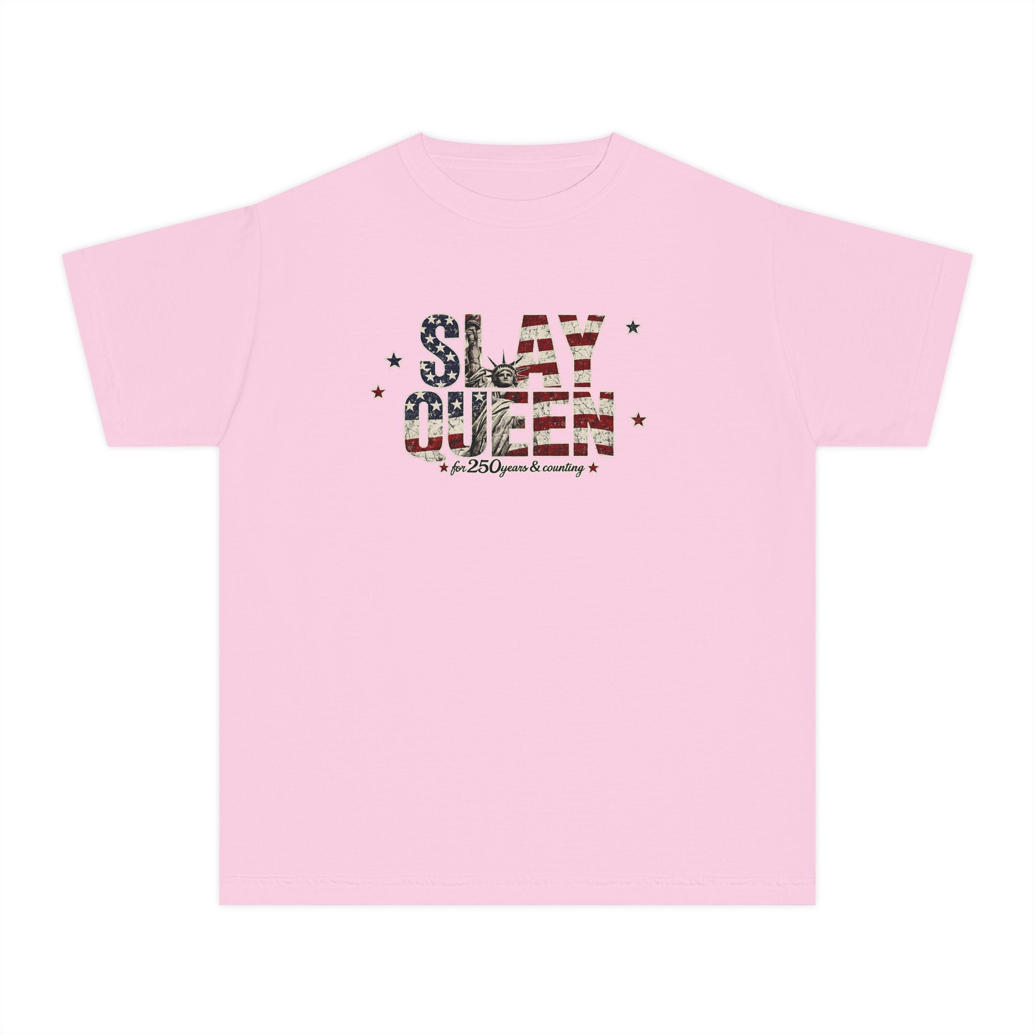 Youth "Slay Queen" Floral Flag T-Shirt
