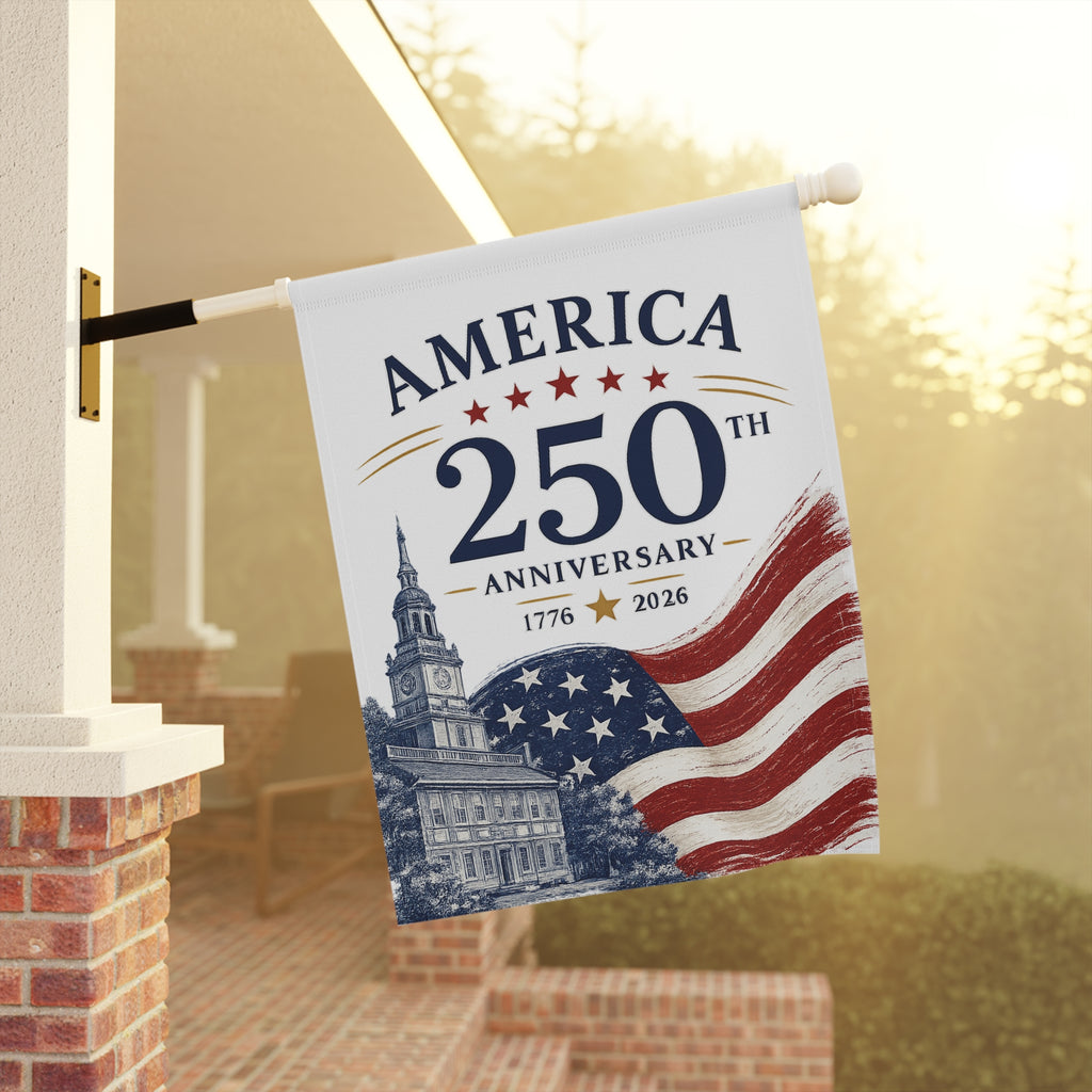 America 250th Anniversary Garden Flag — 1776–2026 Patriotic House Banner