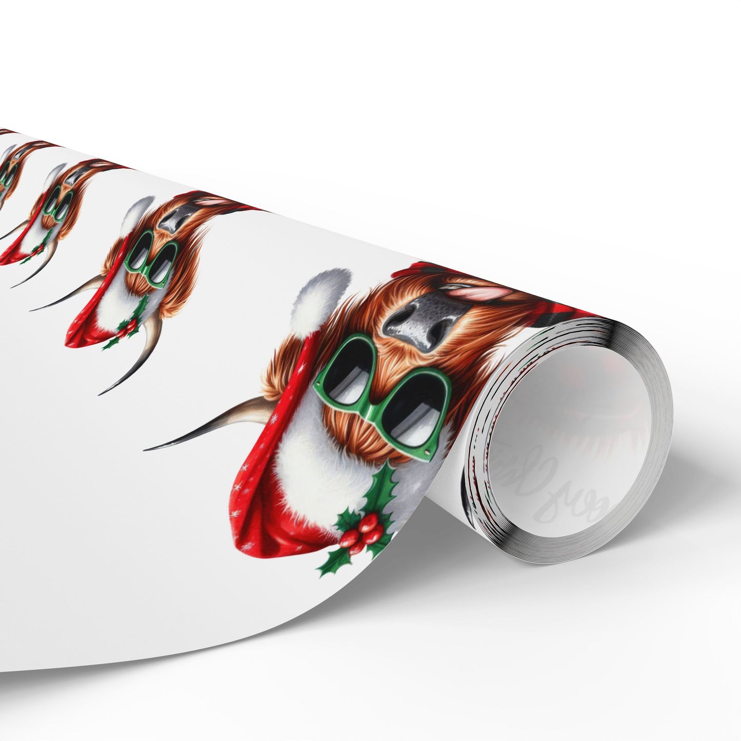 Mooey Christmas Highland Cow Wrapping Paper
