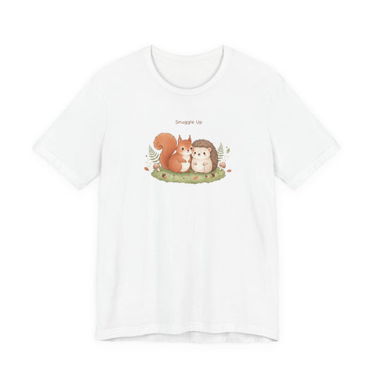 Cute Squirrel & Hedgehog Illustration Tee | cute animal illustration, winter forest art