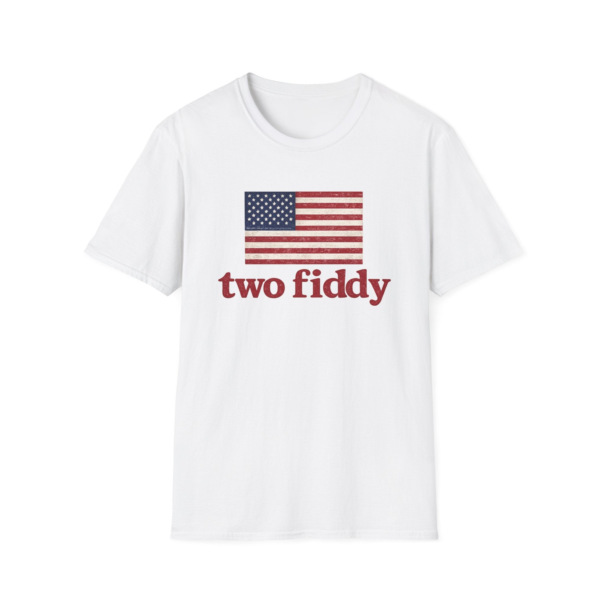 Two Fiddy American Flag T-Shirt — Vintage USA Patriotic Tee