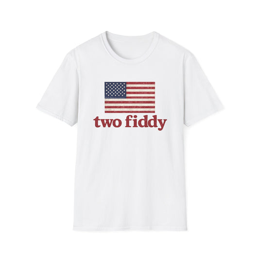 Two Fiddy American Flag T-Shirt — Vintage USA Patriotic Tee