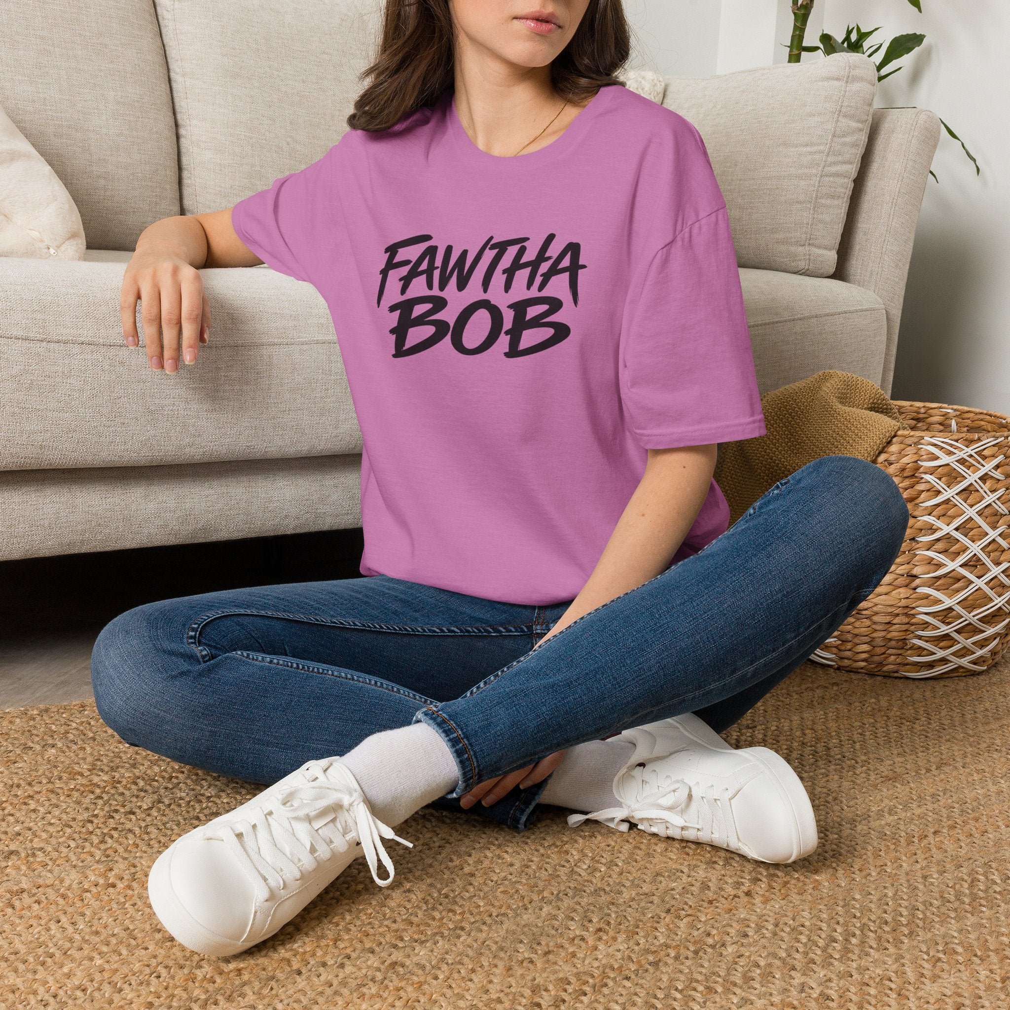 Fawtha Bob Graphic T‑Shirt — Bold Script Casual Tee