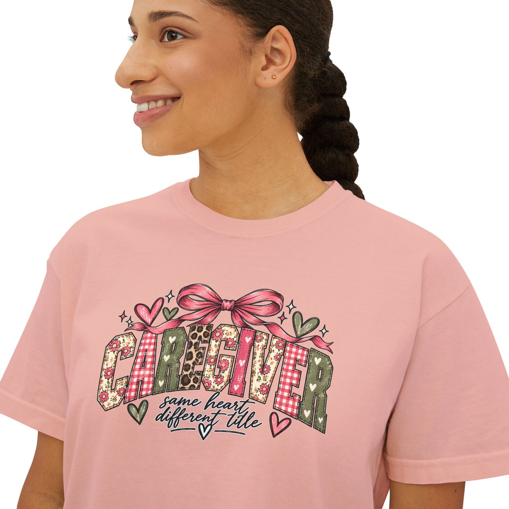 Caregiver — Same Heart, Different Title | Comfort Colors Boxy Tee
