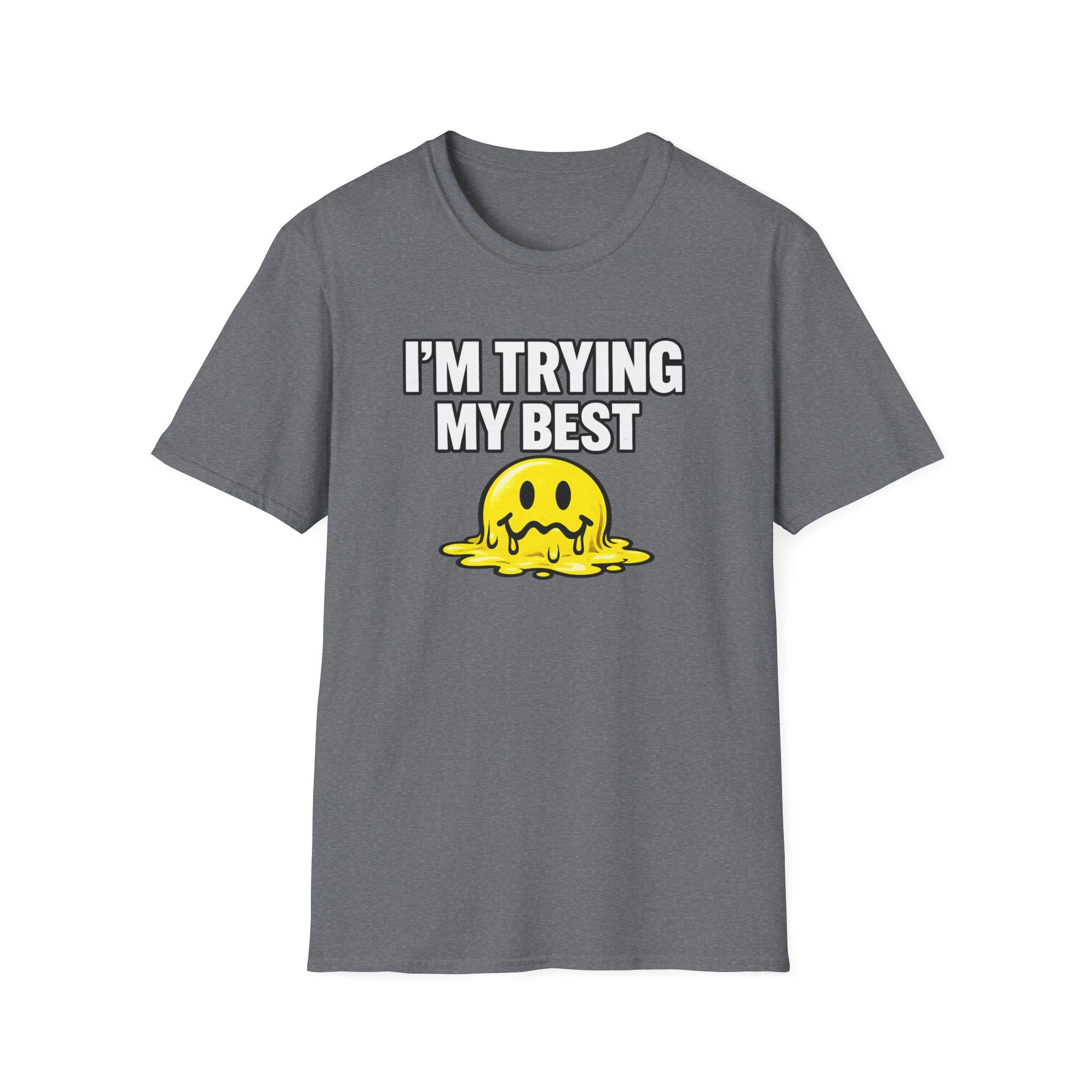 I’m Trying My Best T‑Shirt — Cute Melting Emoji Graphic Tee