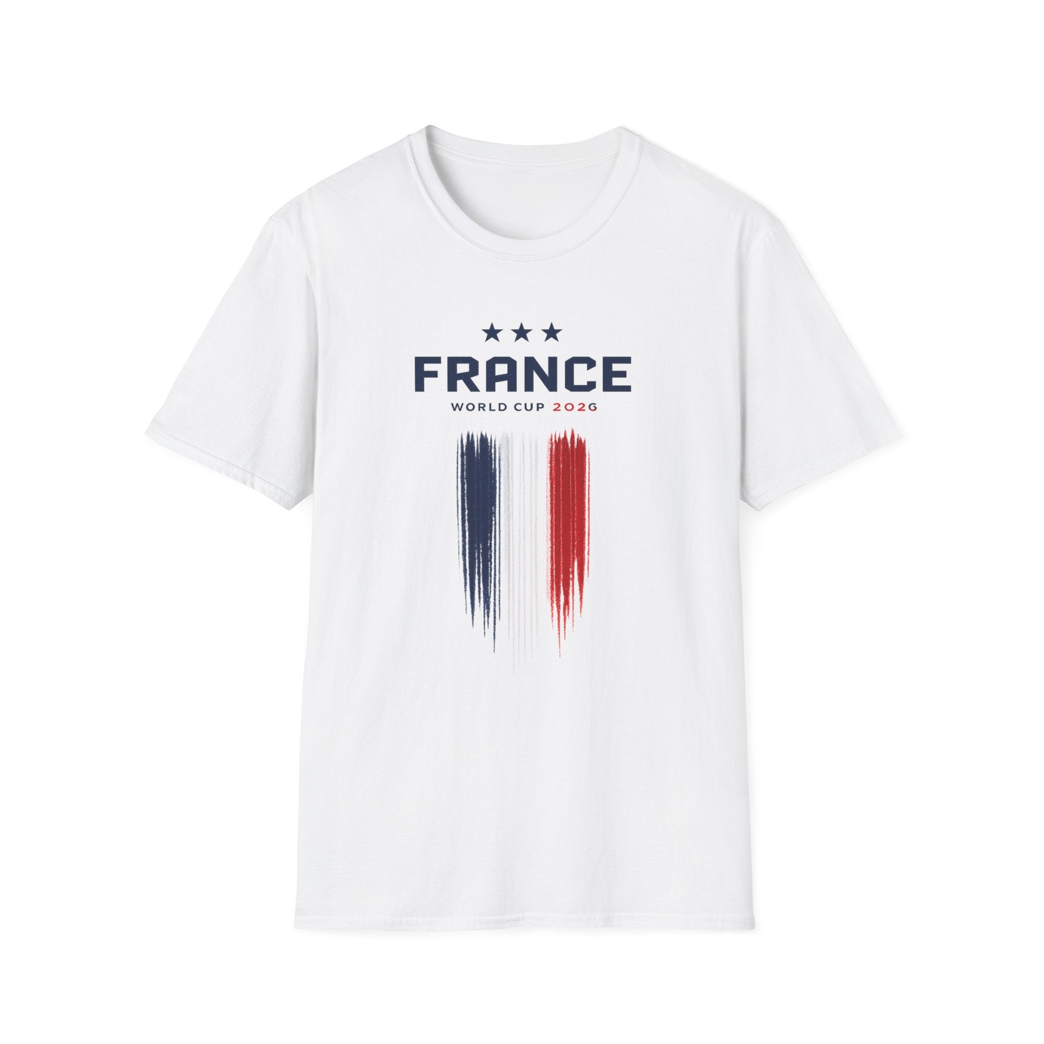 France World Cup 2026 T-Shirt — French Flag Brush Stroke Soccer Fan Tee