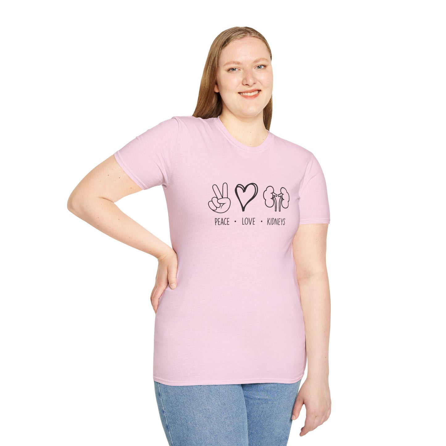 Peace Love Kidneys T-Shirt — Funny Kidney Transplant / Nephrology Gift
