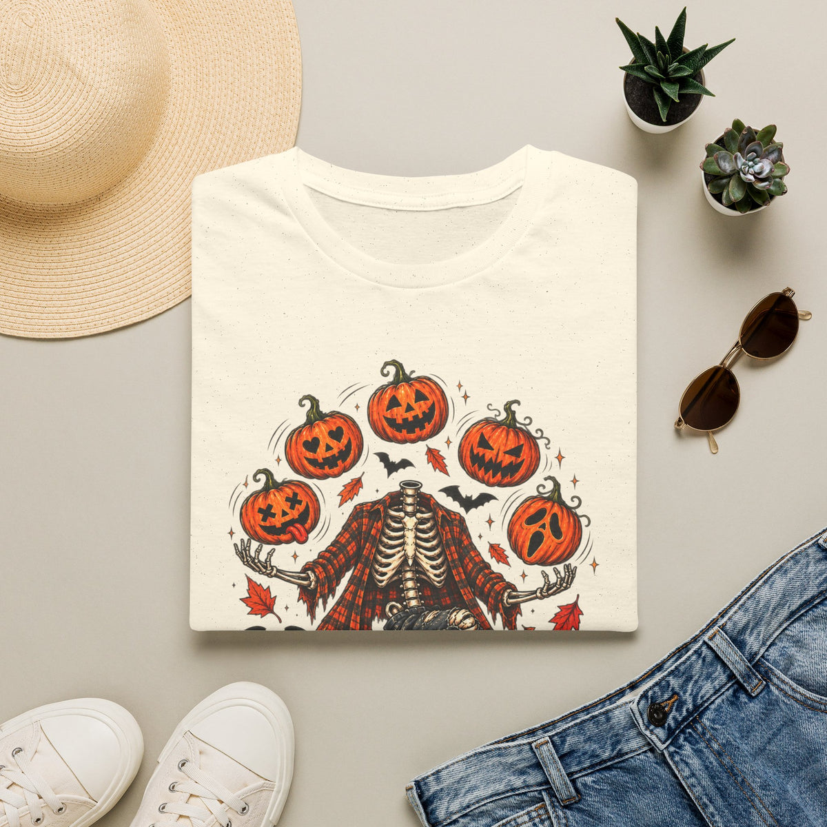 Headless Harvest – Juggling Pumpkins Halloween Tee 🎃💀