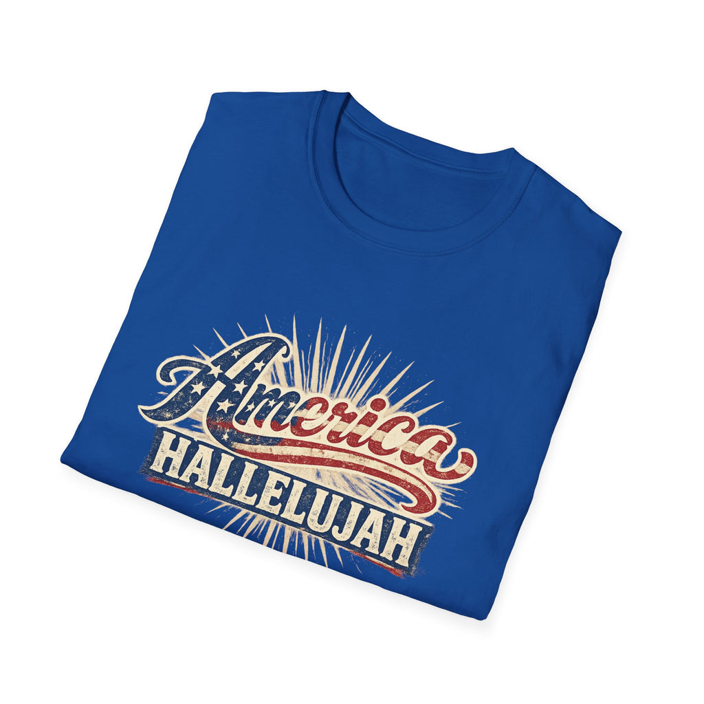 America Hallelujah T-Shirt — Patriotic USA Flag Retro Tee