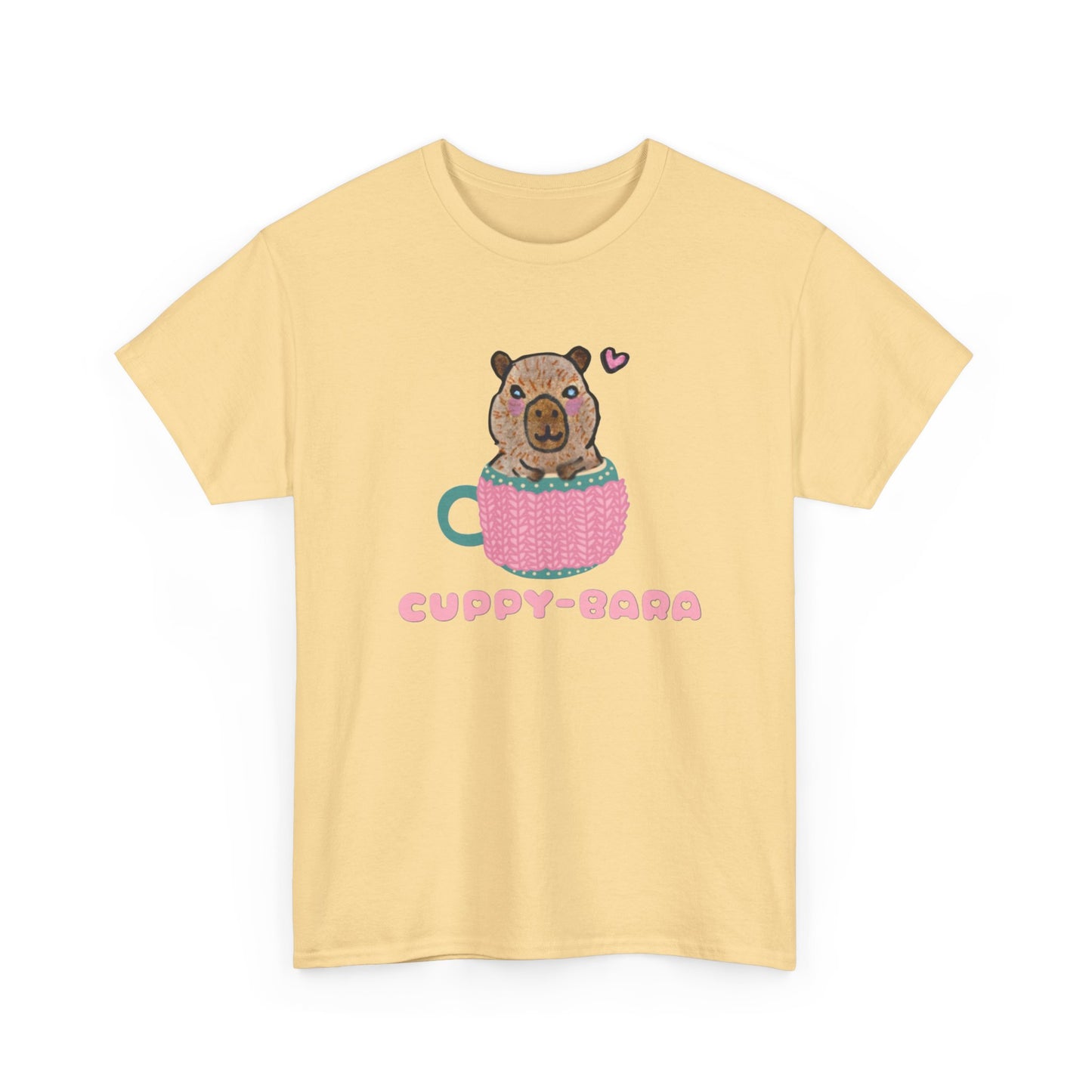 Cute Cuppy-Bara Unisex Heavy Cotton Tee – Adorable Animal Graphic Tee for Casual Wear