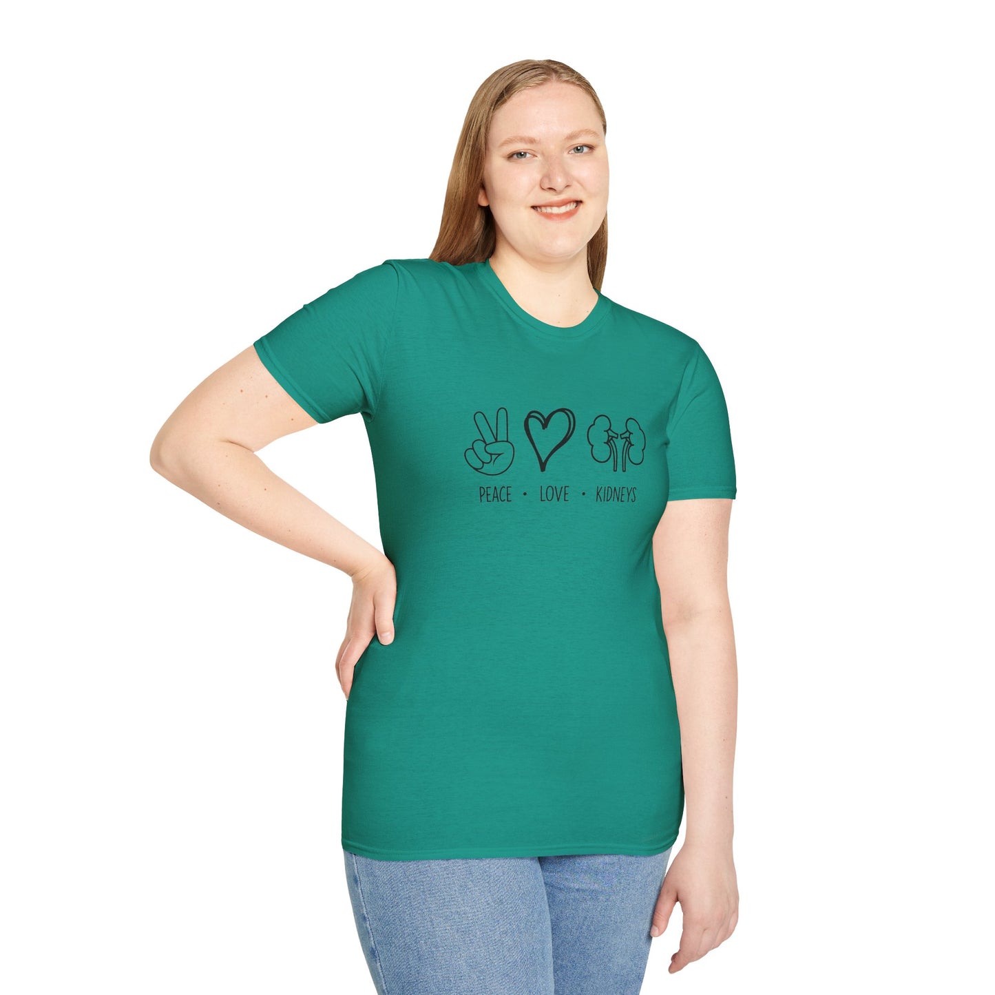 Peace Love Kidneys T-Shirt — Funny Kidney Transplant / Nephrology Gift