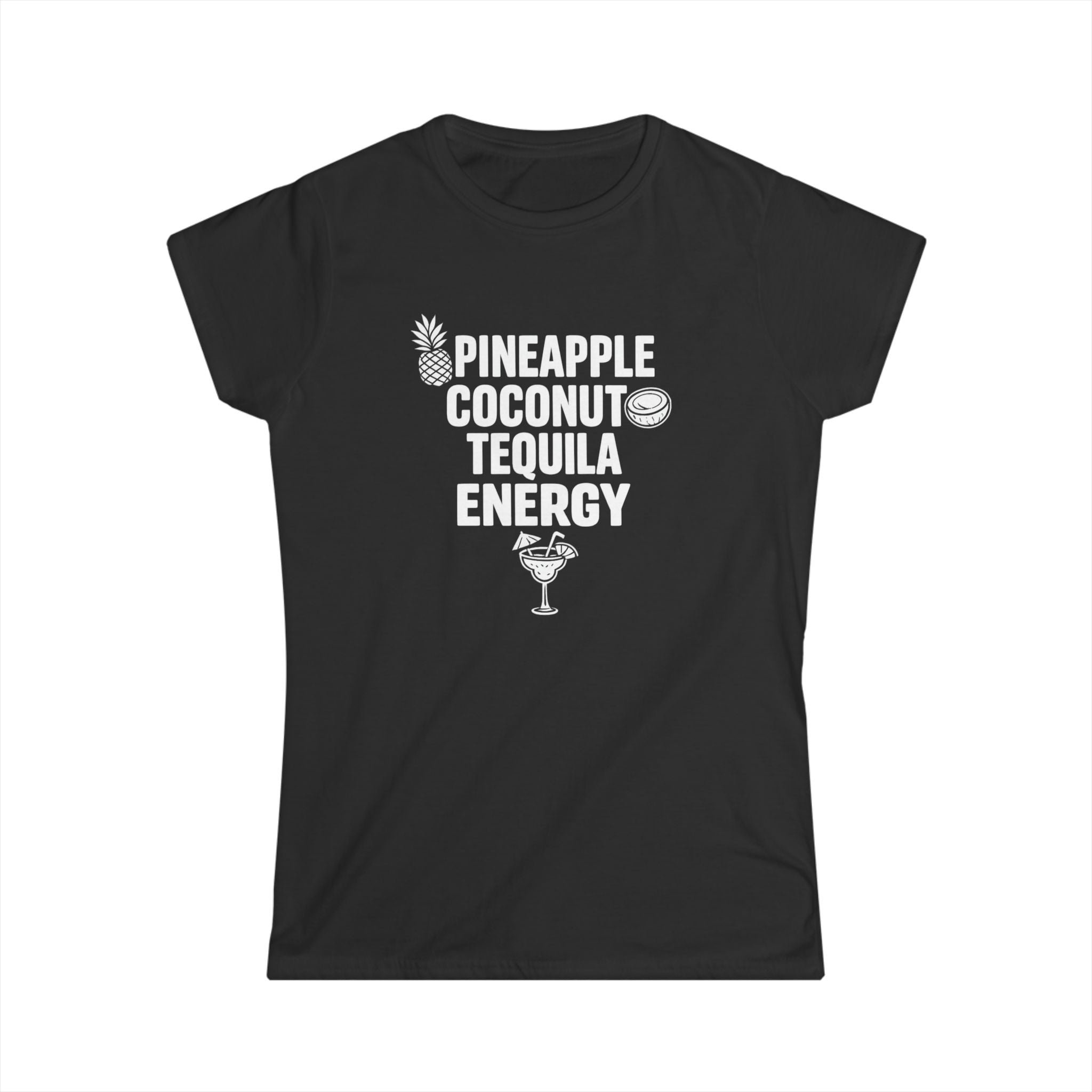 Pineapple Coconut Tequila Energy Women's Tee – Tropical Cocktail Graphic Shirt