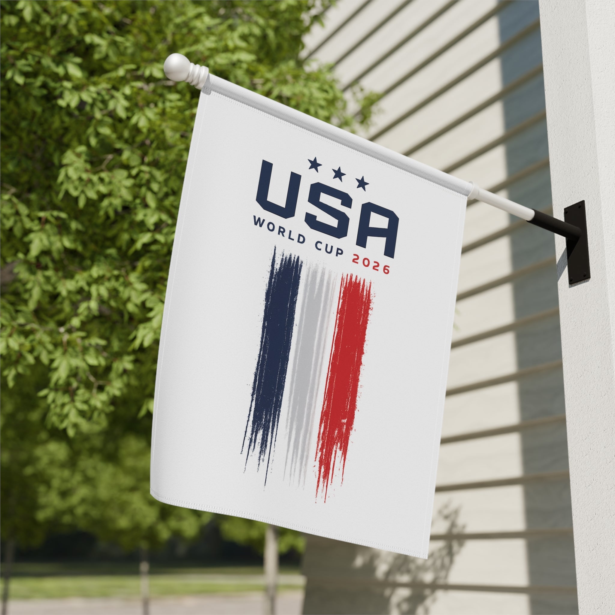 USA World Cup 2026 Garden Flag — Patriotic Red White Blue Banner