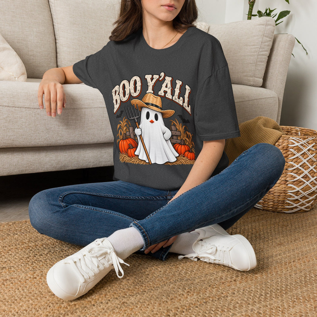 Boo Y’all – Farm Ghost Halloween Tee 👻🎃