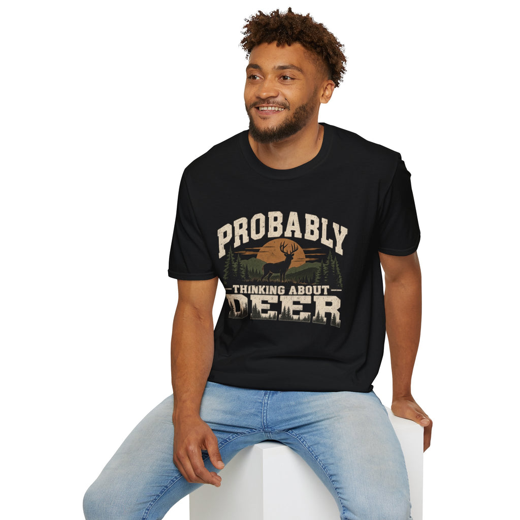 Probably Thinking About Deer – Vintage Hunting Graphic Tee