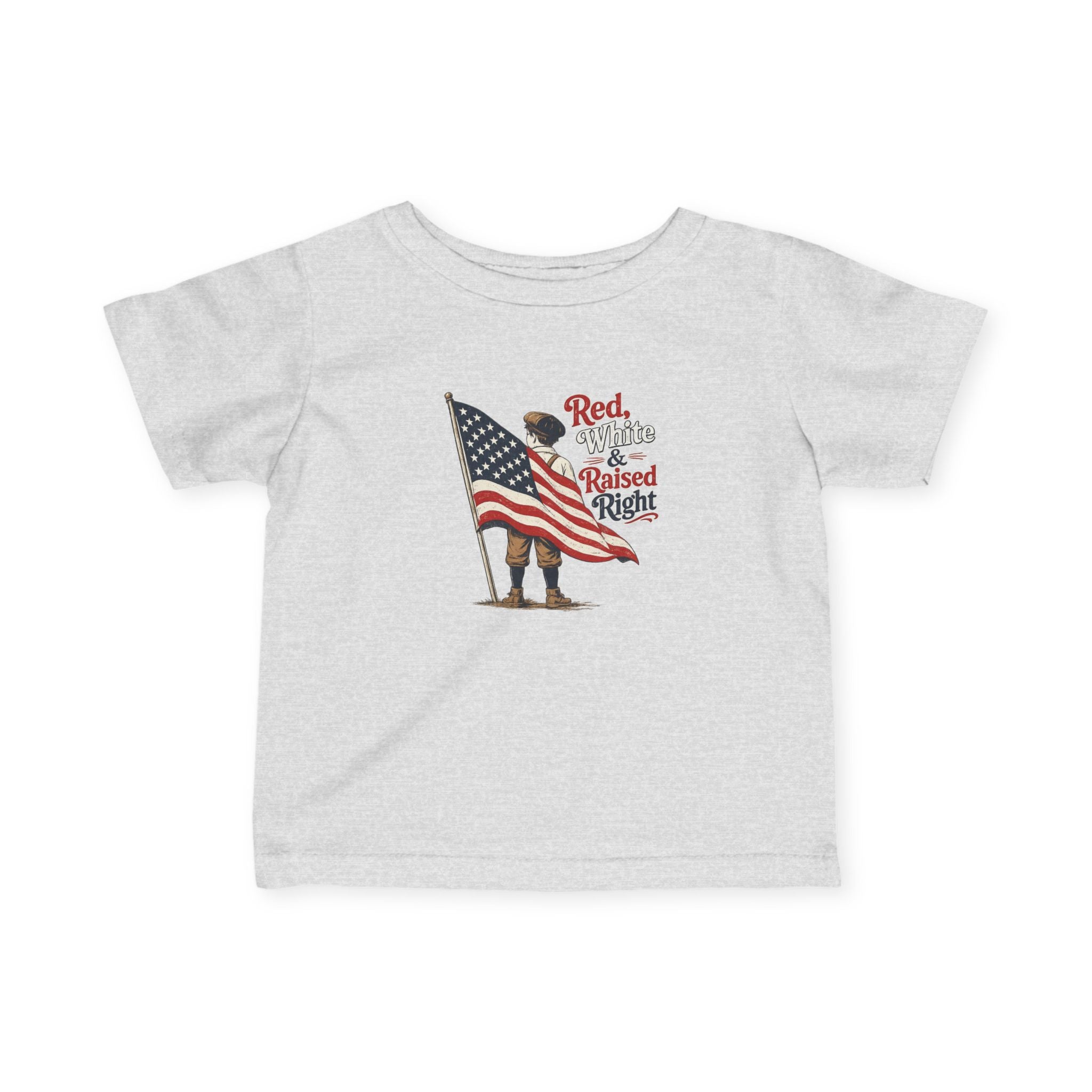Infant Tee — "Red, White & Raised Right" Baby American Flag Shirt