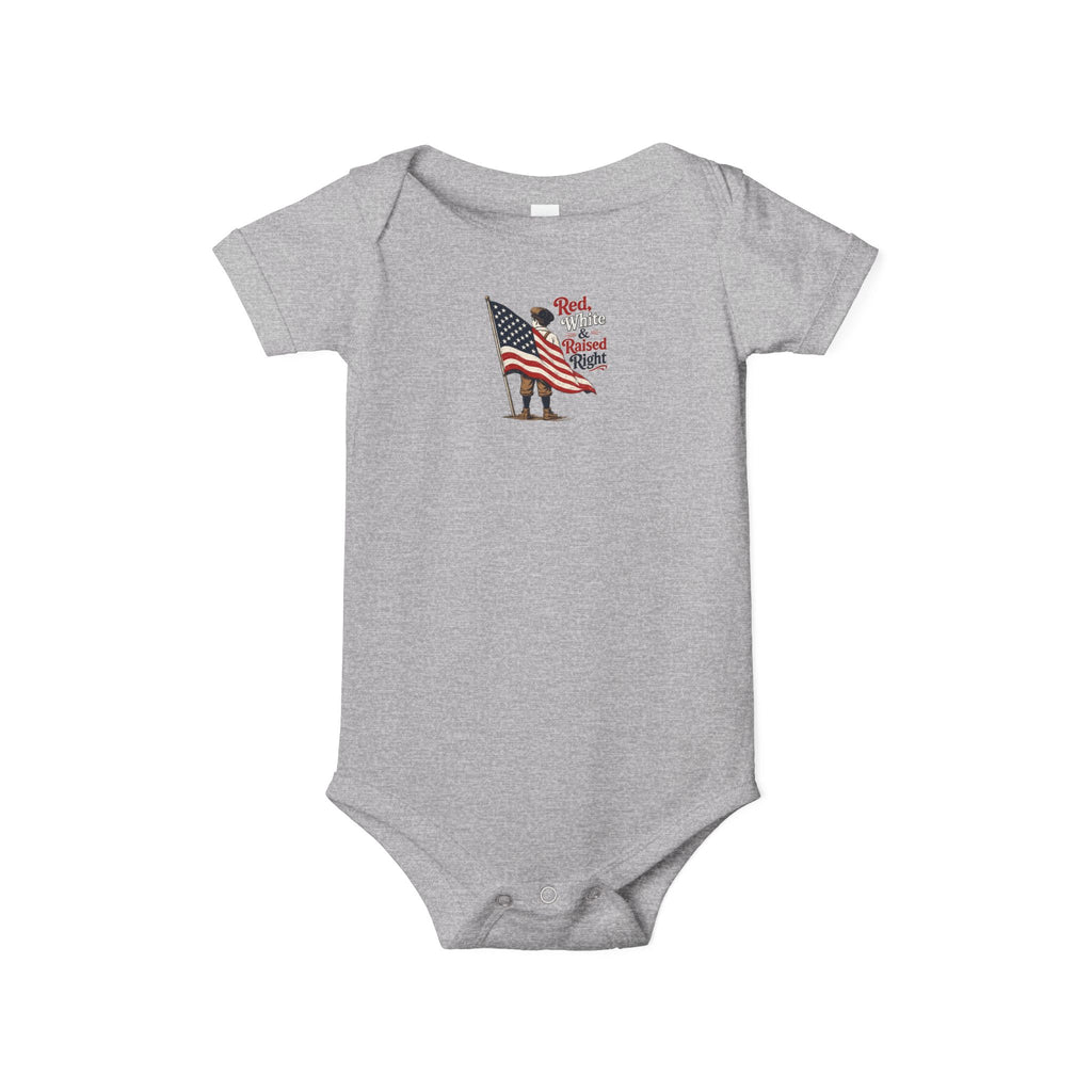 Red & White Raised-Right Infant One-Piece Bodysuit