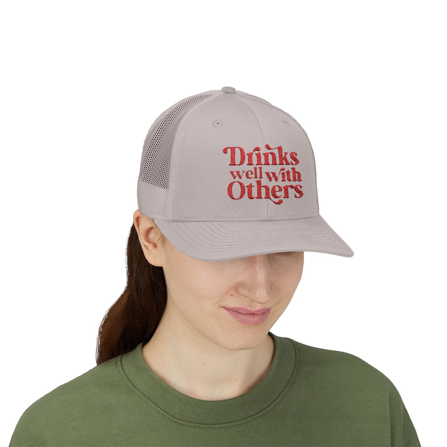 Humorous Snapback Trucker Cap - Perfect for Parties, Gatherings, and Gifts, Drinks Well with Others, Fun Hat, Funny Gift Idea, Casual Style