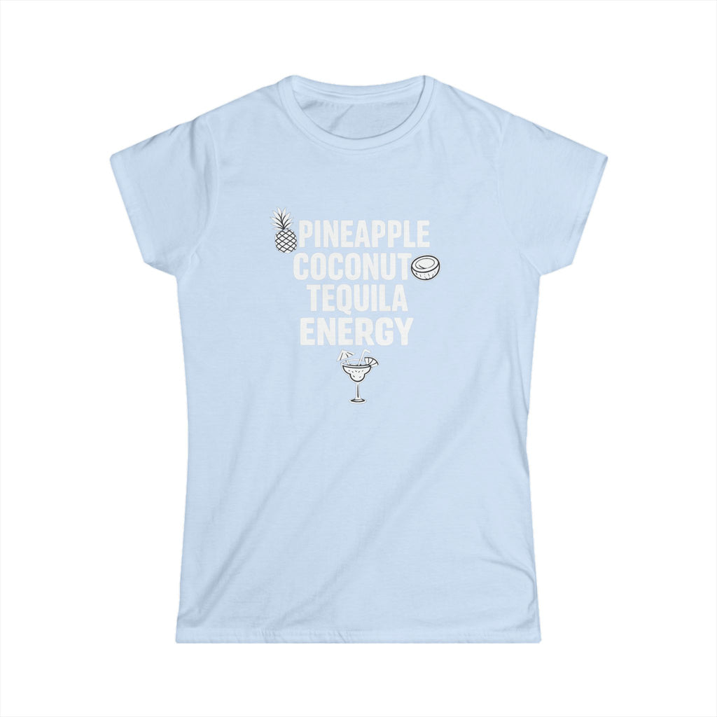 Pineapple Coconut Tequila Energy Women's Tee – Tropical Cocktail Graphic Shirt