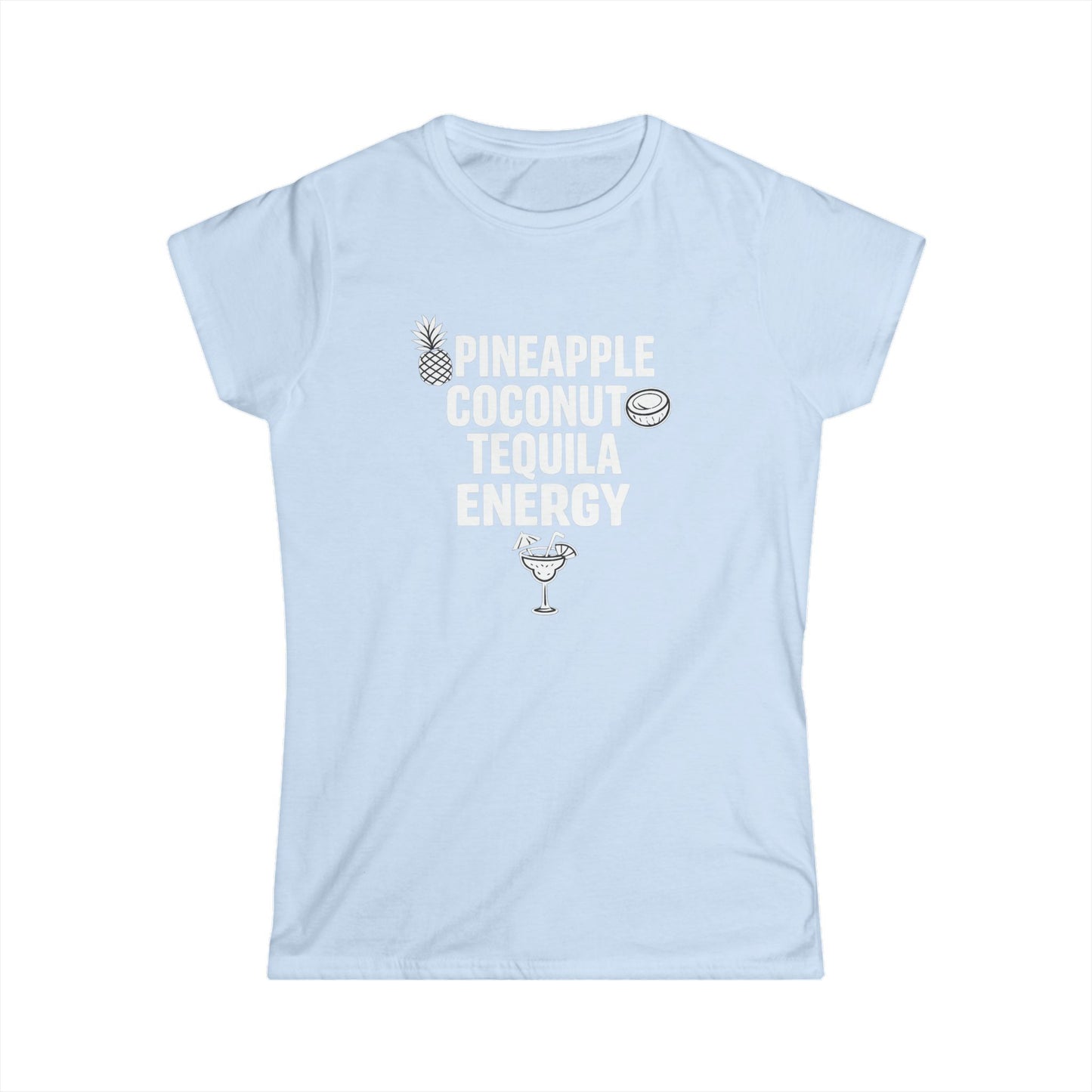 Pineapple Coconut Tequila Energy Women's Tee – Tropical Cocktail Graphic Shirt