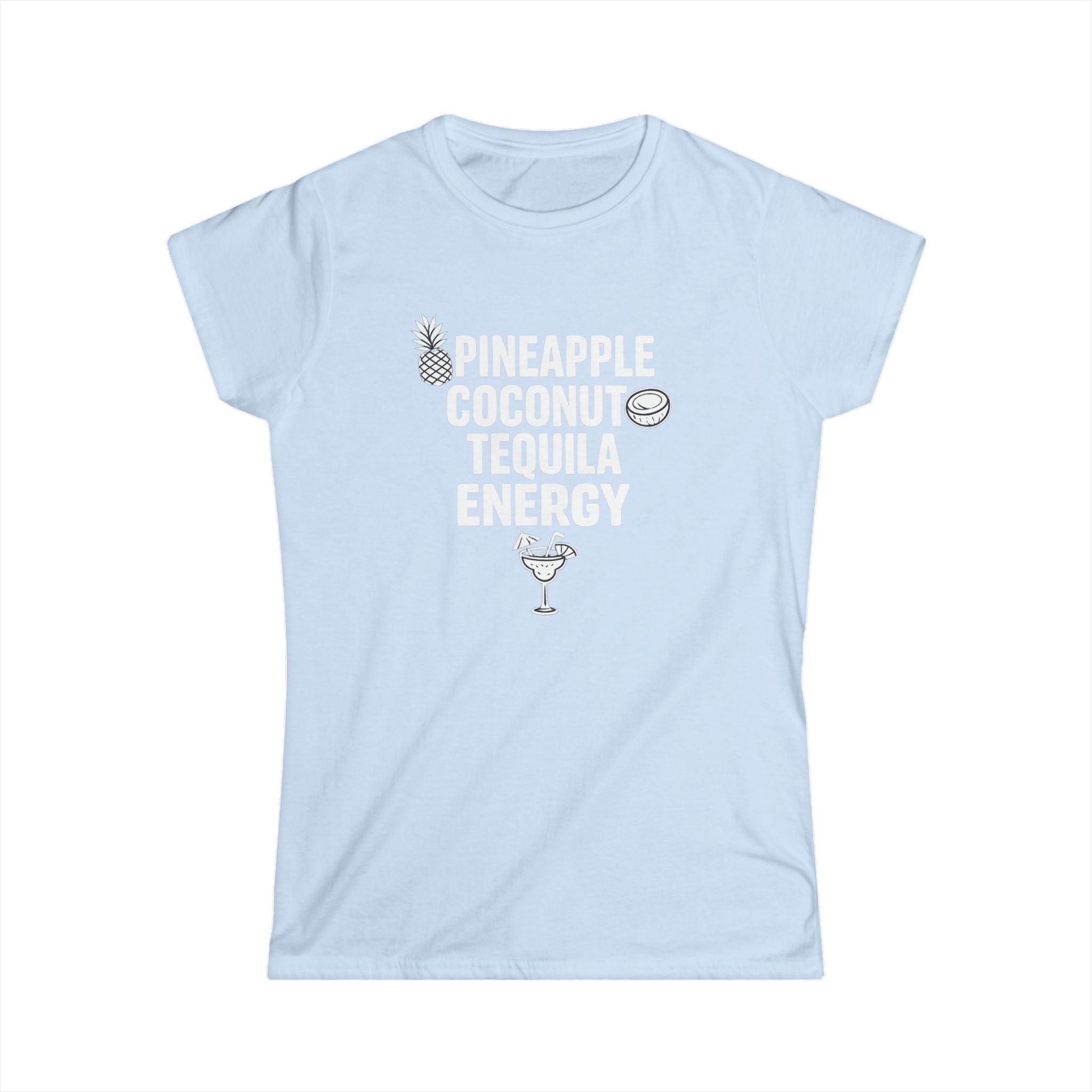Pineapple Coconut Tequila Energy Women's Tee – Tropical Cocktail Graphic Shirt