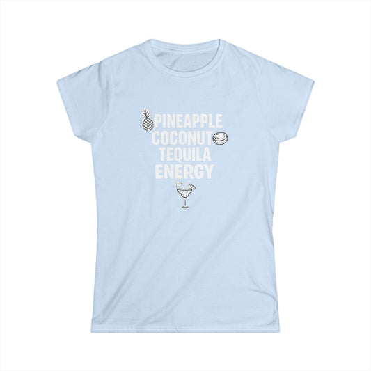 Pineapple Coconut Tequila Energy Women's Tee – Tropical Cocktail Graphic Shirt