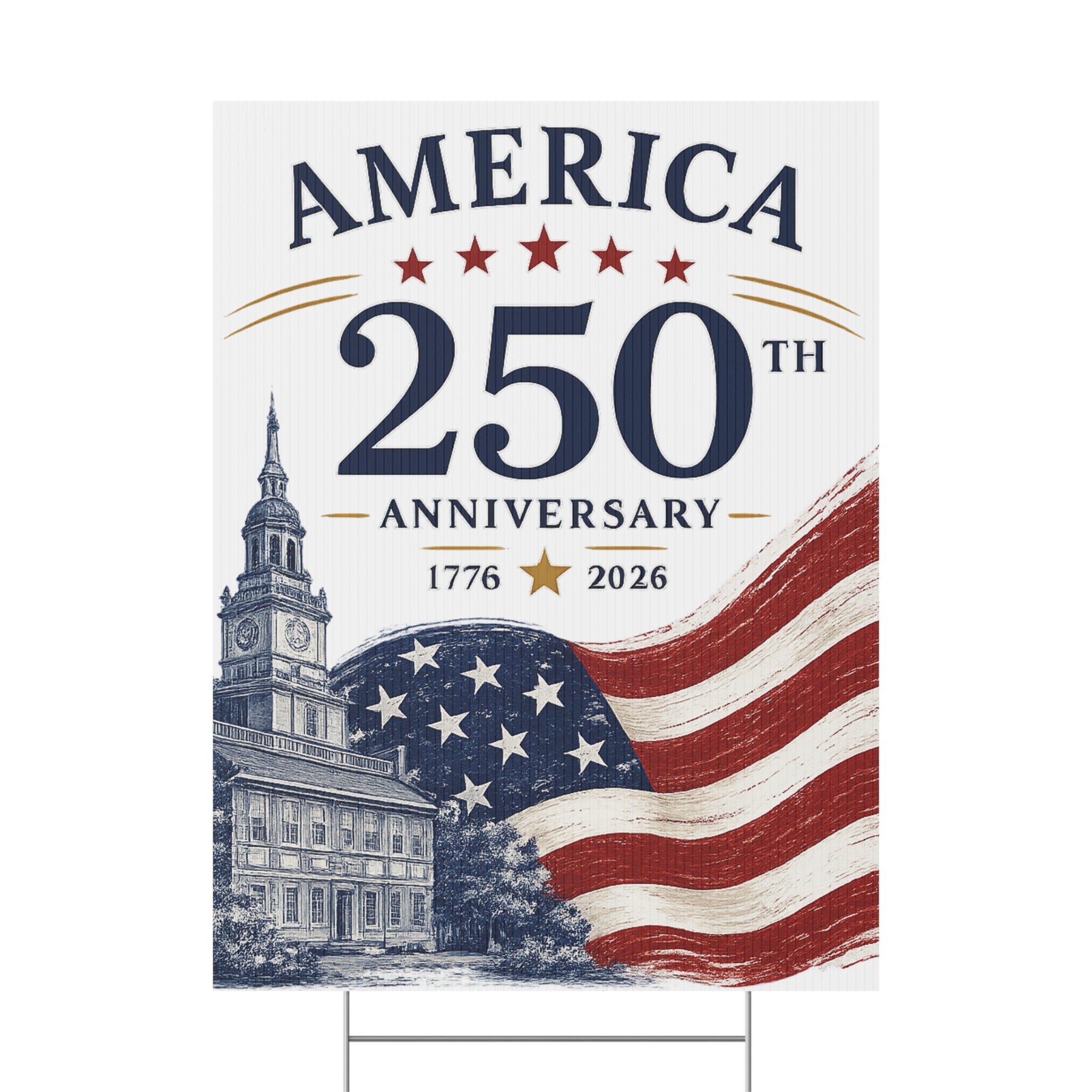 America 250th Anniversary Plastic Yard Sign – 1776–2026 Patriotic Flag Décor