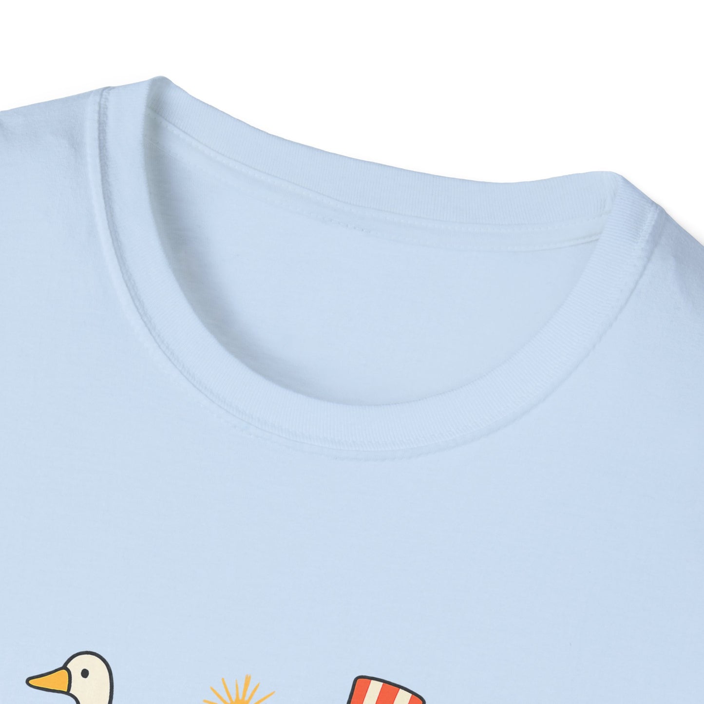 Americas 250th Patriotic Goose Parade T-Shirt — USA Hot Dog, Soldier & Statue of Liberty Graphic