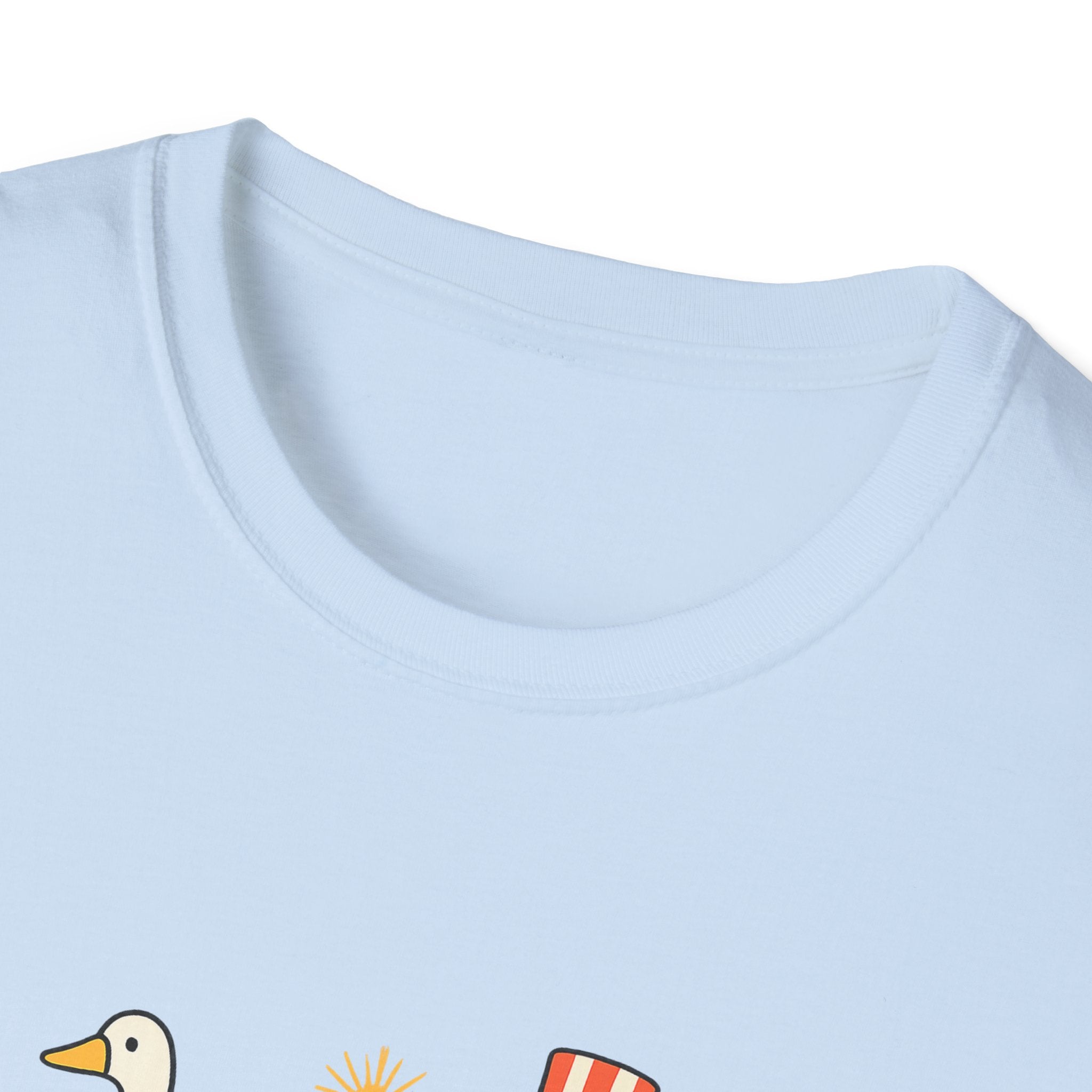 Americas 250th Patriotic Goose Parade T-Shirt — USA Hot Dog, Soldier & Statue of Liberty Graphic