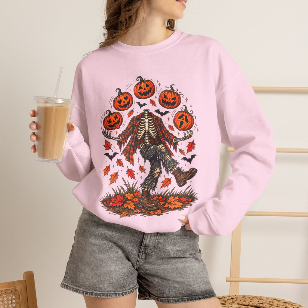 Headless Harvest – Juggling Pumpkins Halloween Sweatshirt 🎃💀